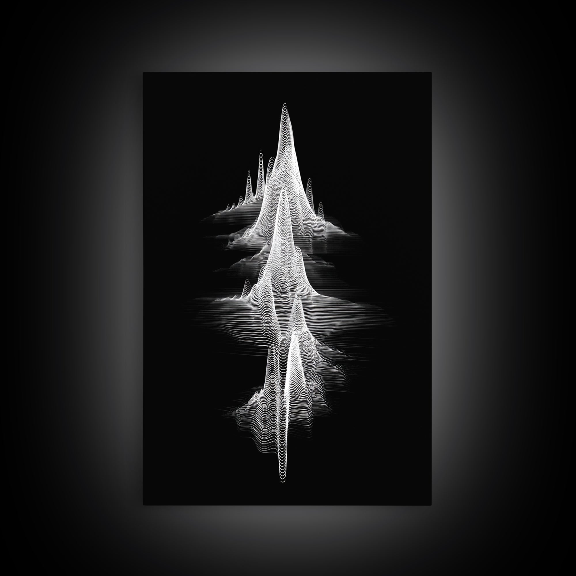 Black White Waveform Peak Wall Art, Minimal Abstract Line Print, Modern Sci Fi Poster, Geometric Office Decor Gift For Music Room