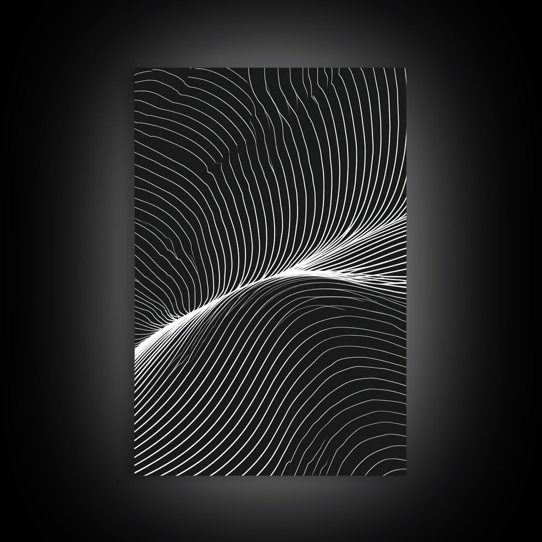 Black White Flowing Line Abstract Wall Art, Modern Op Art Print, Minimalist Wall Decor, Geometric Art For Bedroom, Home Office Decor