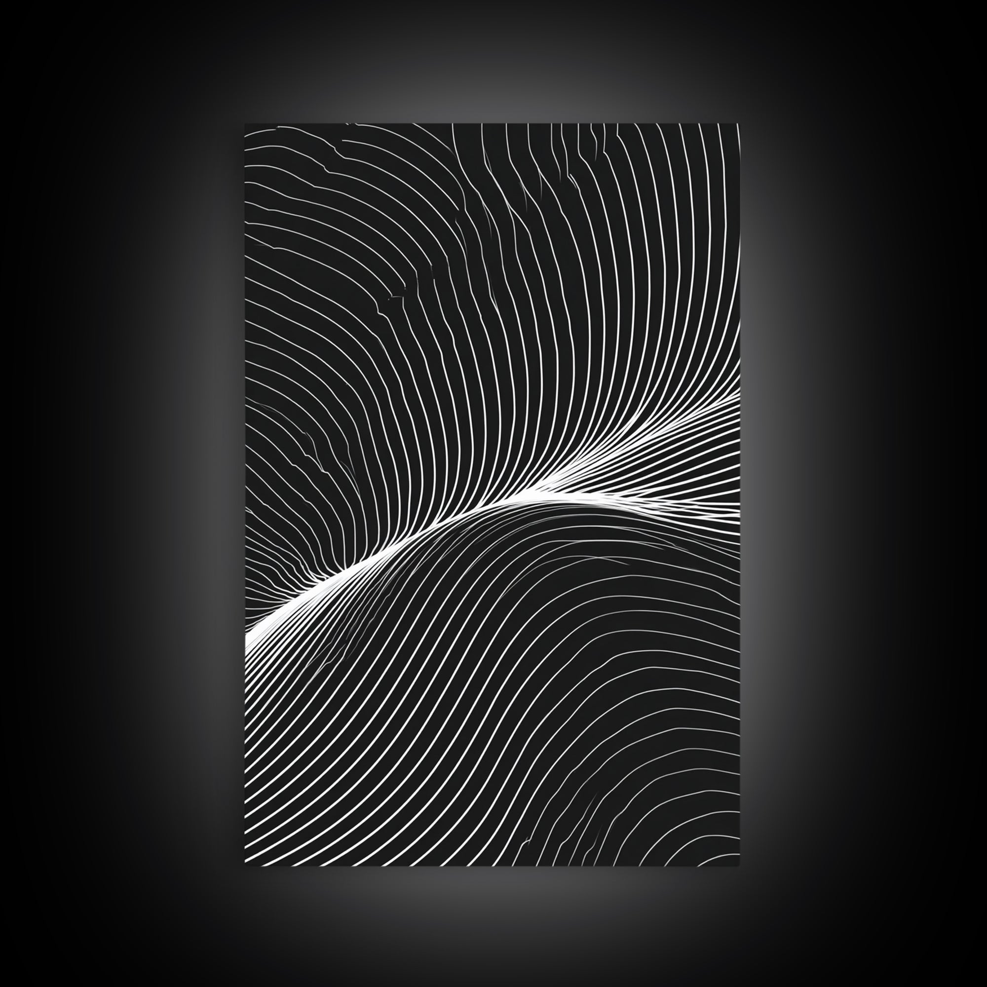 Black White Flowing Line Abstract Wall Art, Modern Op Art Print, Minimalist Wall Decor, Geometric Art For Bedroom, Home Office Decor