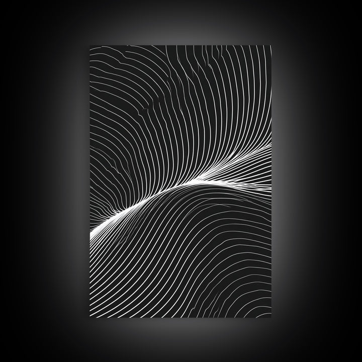 Black White Flowing Line Abstract Wall Art, Modern Op Art Print, Minimalist Wall Decor, Geometric Art For Bedroom, Home Office Decor