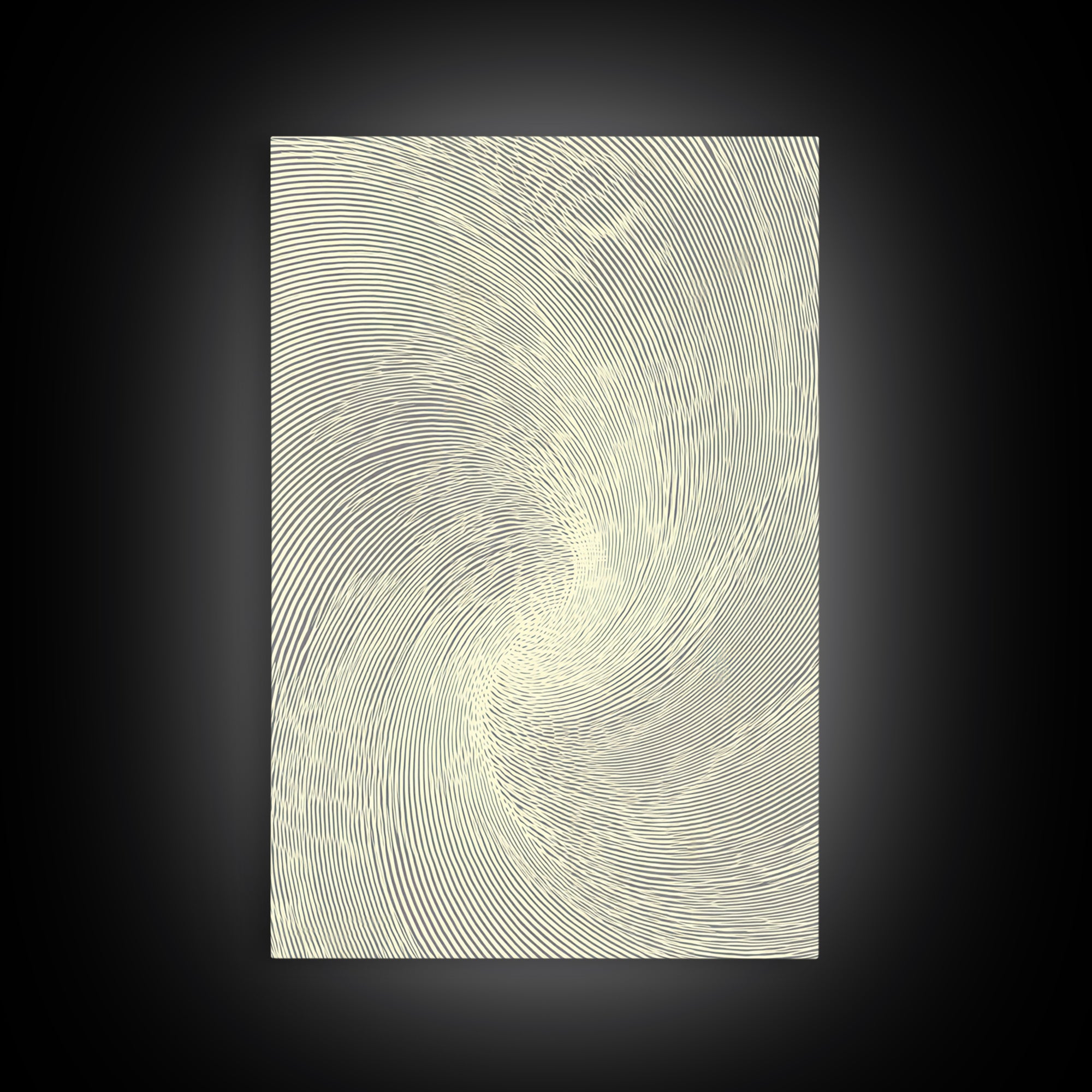 Cream Spiral Line Op Art Canvas Print, Midcentury Modern Abstract Art, Minimalist Wall Art Decor, Neutral Home Office Poster