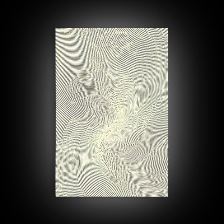 Cream Spiral Line Op Art Canvas Print, Midcentury Modern Abstract Art, Minimalist Wall Art Decor, Neutral Home Office Poster