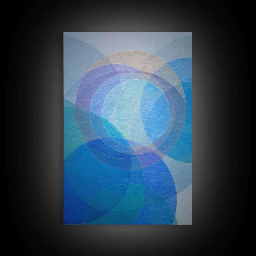 Blue Overlapping Circle Study, Wall Art, Midcentury Modern Abstract, Geometric Art Print, Scandinavian Bedroom Decor Poster