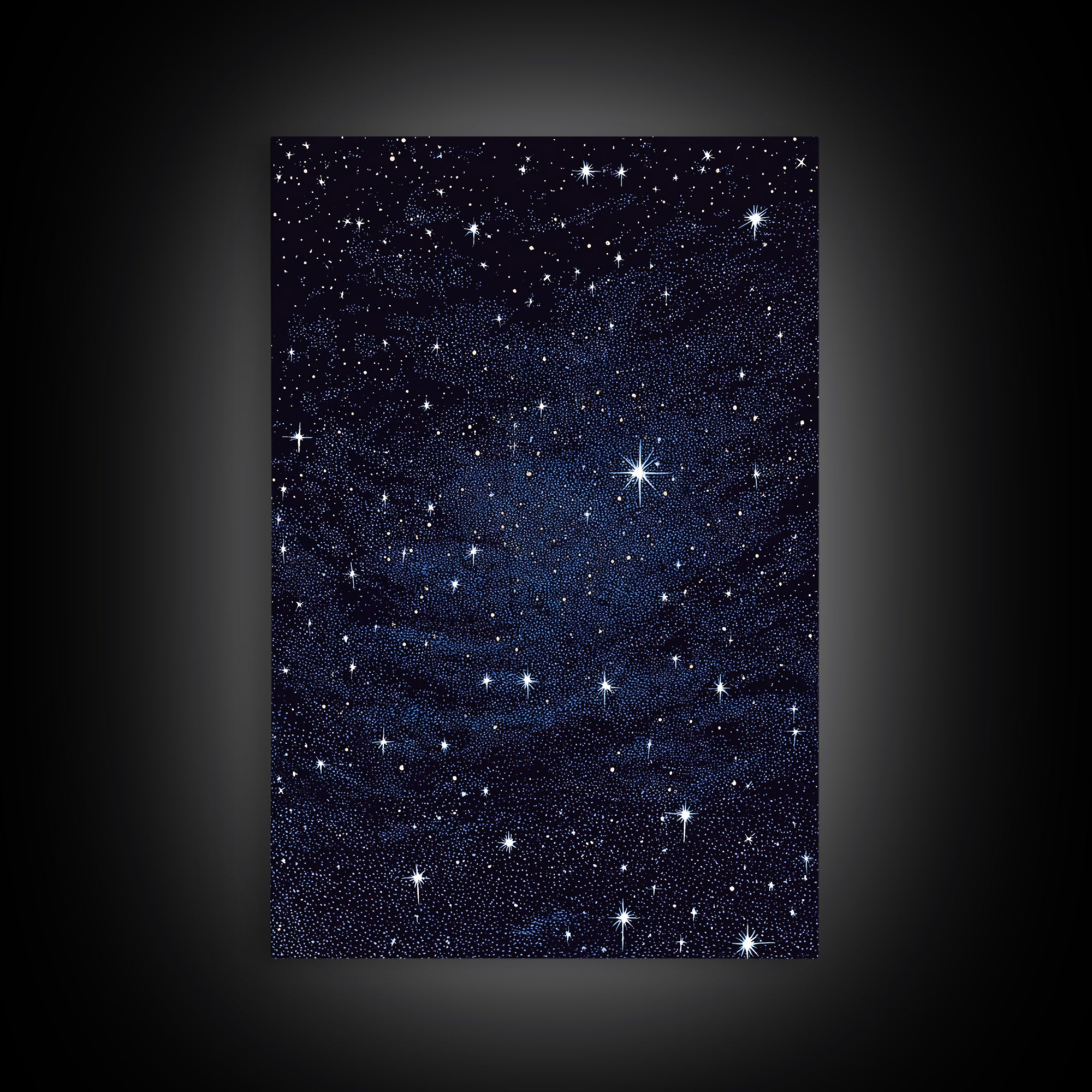 Deep Blue Starry Night Sky Wall Art, Cosmic Galaxy Print, Celestial Space Poster, Astronomy Decor For Bedroom And Home Office Decor