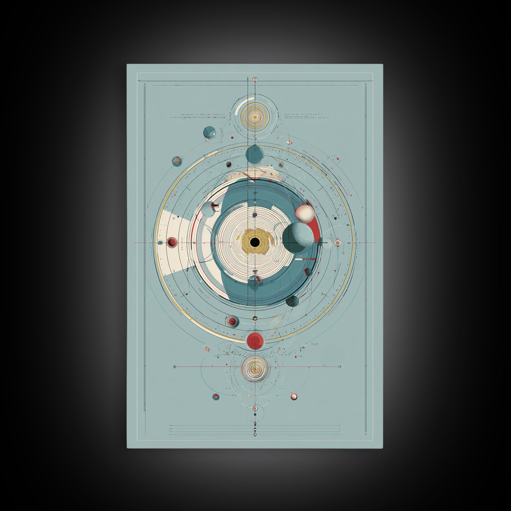 Teal Atomic Solar System Diagram Wall Art, Midcentury Modern Art, Space Abstract Art, Geometric Poster, Retro Home Decor