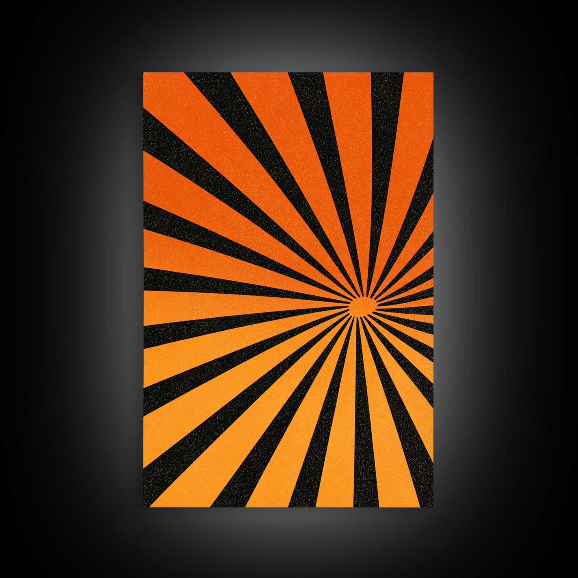 Orange Black Op Art Sunburst Canvas Print, Retro Wall Art, Geometric Art Print, Bold Mcm Decor, 70s Poster, Funky Wall Decor