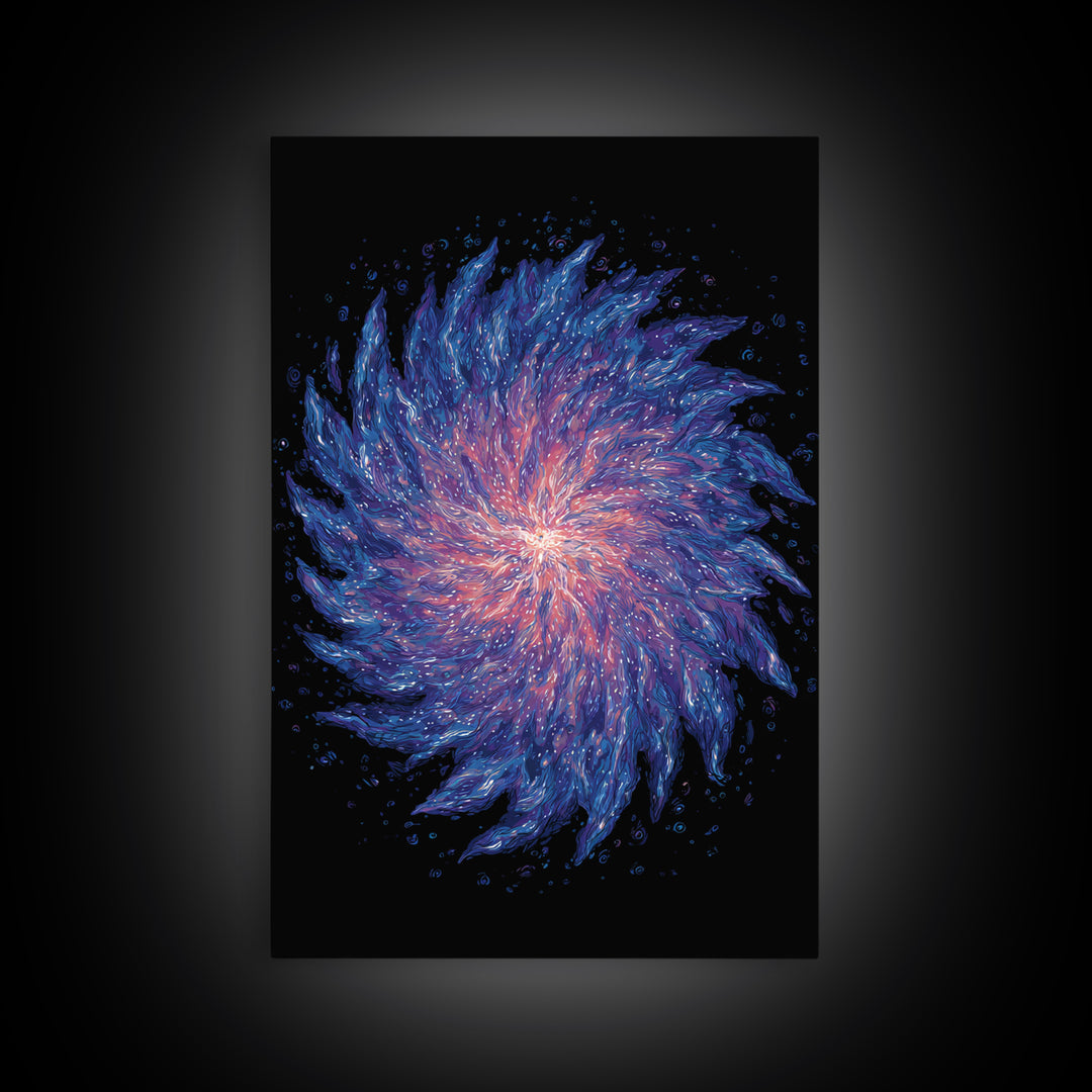 Purple Blue Spiral Nebula Canvas Print, Space Abstract Art, Modern Wall Art, Cosmic Retro Poster, Vibrant Art Purple, Home Decor