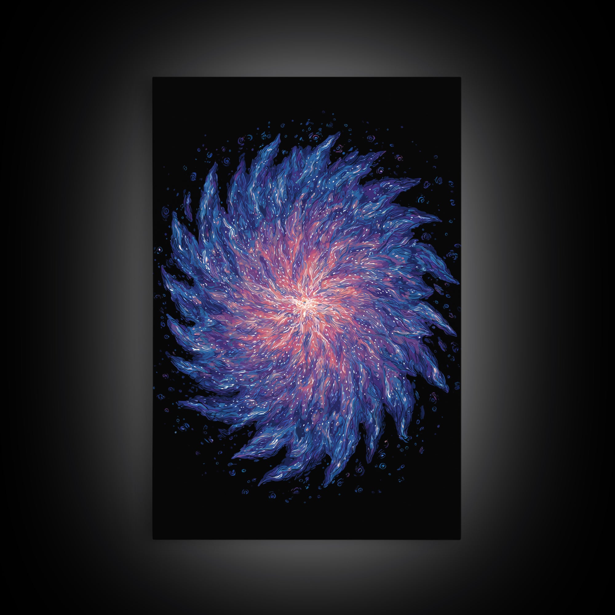 Purple Blue Spiral Nebula Canvas Print, Space Abstract Art, Modern Wall Art, Cosmic Retro Poster, Vibrant Art Purple, Home Decor