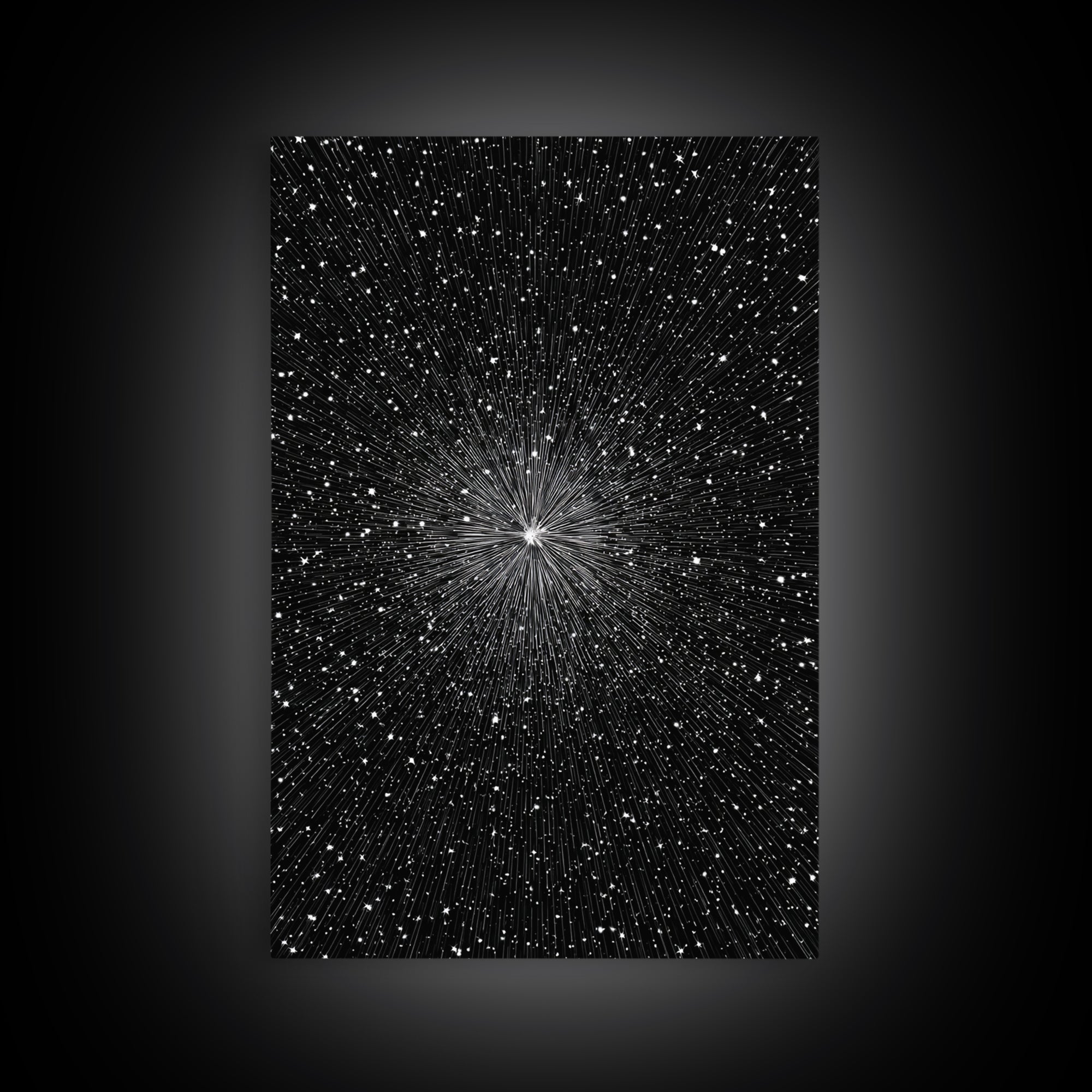 Black White Warp Speed Starfield Wall Art, Space Abstract Art, Modern Art Print, Sci Fi Poster, Minimalist Wall Decor, Office