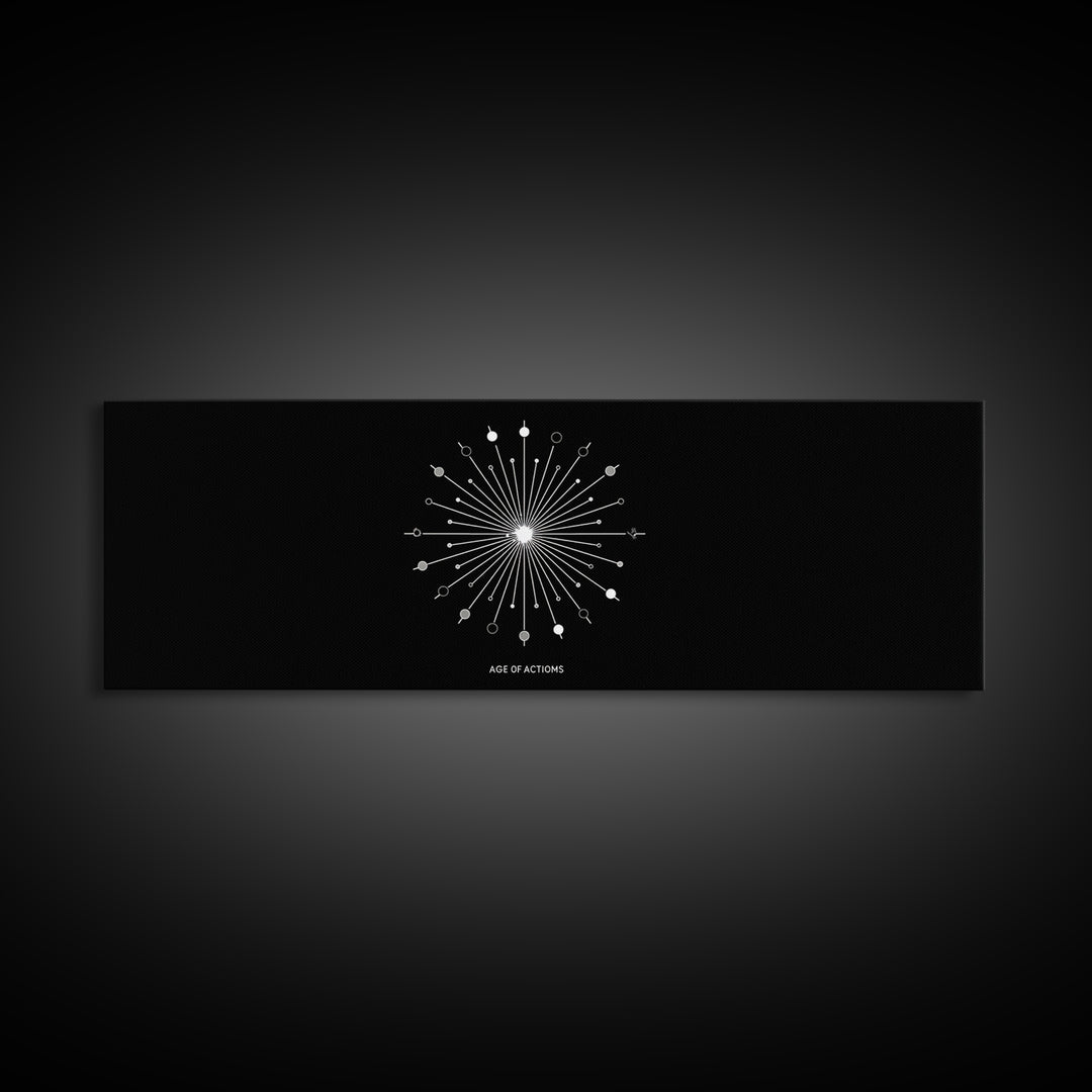 Black Atomic Starburst Wall Art, Midcentury Modern Art Print, Minimal Geometric Poster, Retro Space Age Office Decor Gift