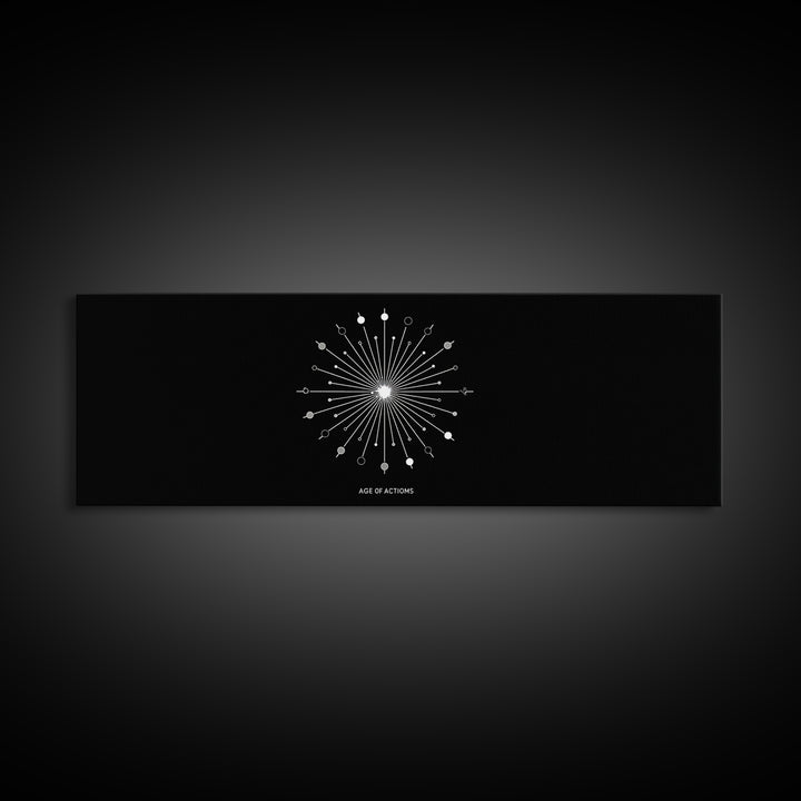Black Atomic Starburst Wall Art, Midcentury Modern Art Print, Minimal Geometric Poster, Retro Space Age Office Decor Gift