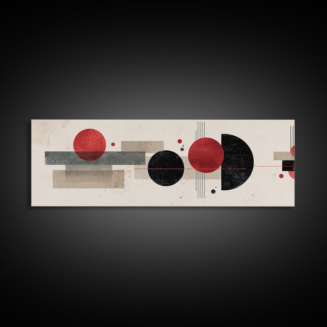 Red Black Geometric Abstract Wall Art, Midcentury Modern Art, Bauhaus Poster, Colorblock Art, Modern Wall Decor, Living Room Print