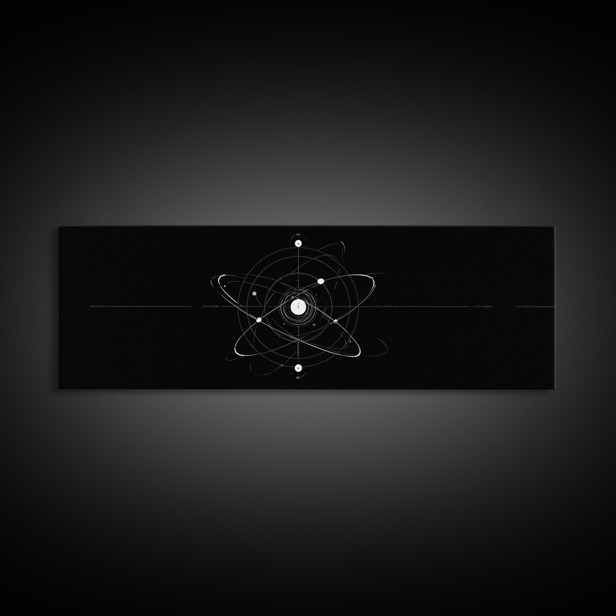 White Atomic Orbit Diagram Wall Art, Midcentury Modern Art, Space Abstract Art, Science Poster, Black Retro Art, Modern Decor