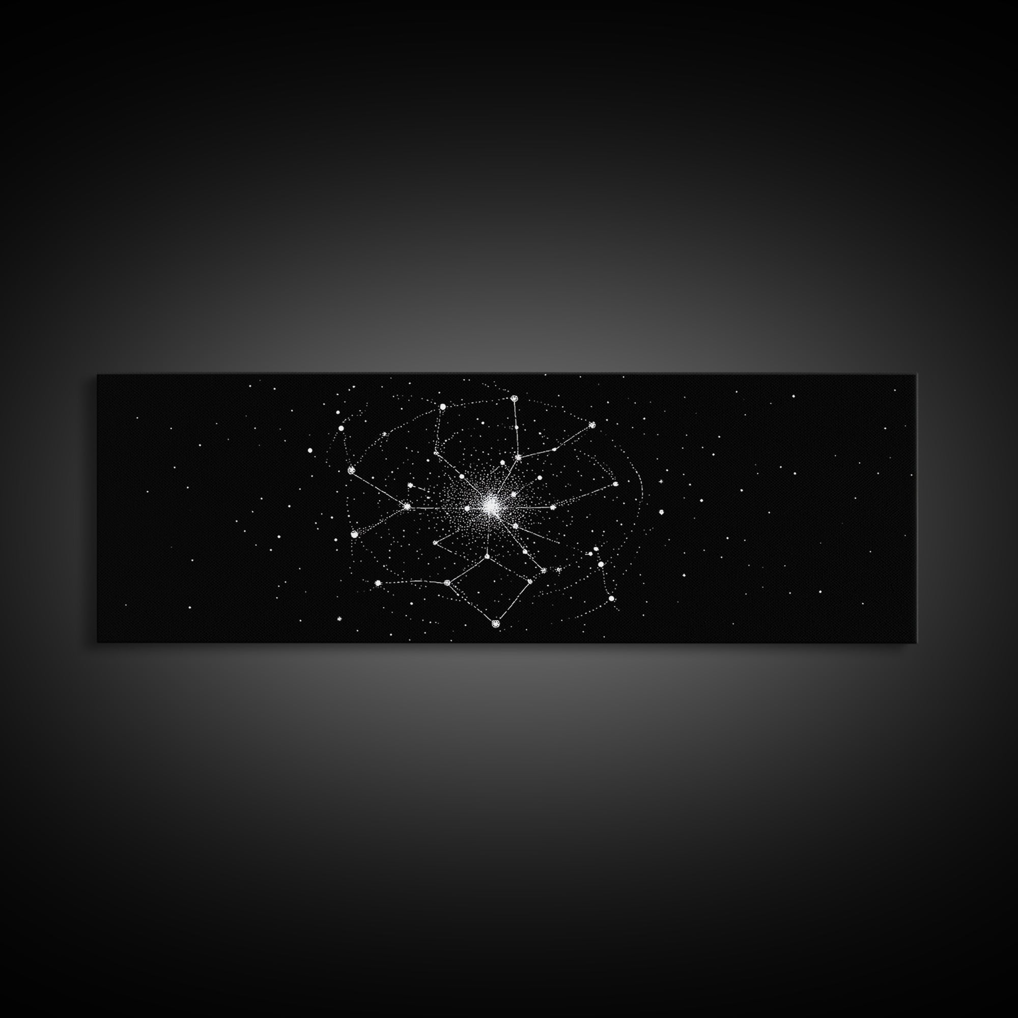 Constellation Star Map Abstract Wall Art, Geometric Wall Art, Space Poster, Midcentury Modern Art Print, Black Celestial Decor