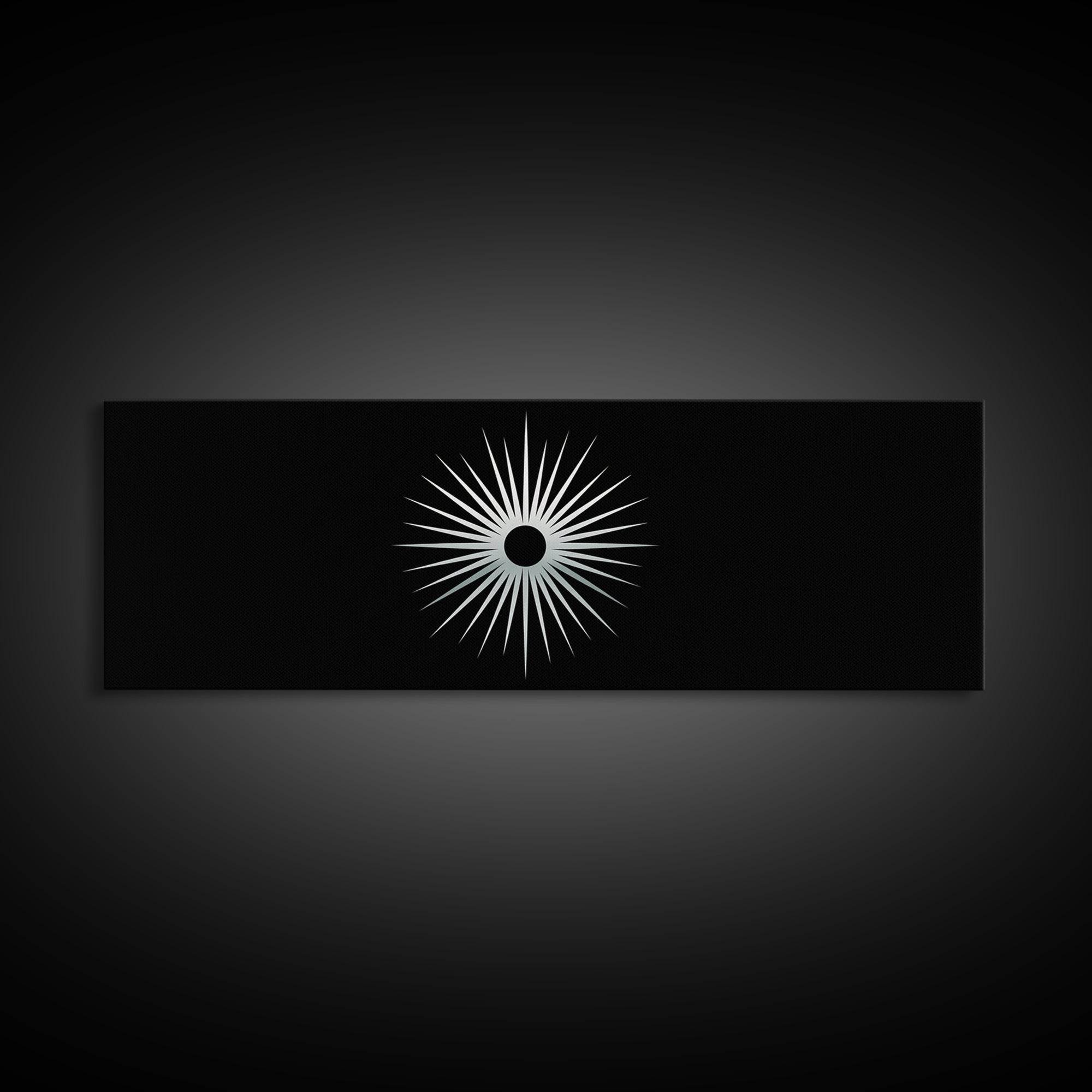 White Solar Eclipse Starburst Wall Art, Mid Century Modern Print, Black Retro Abstract Poster, Atomic MCM Wall Decor, Minimalist Art
