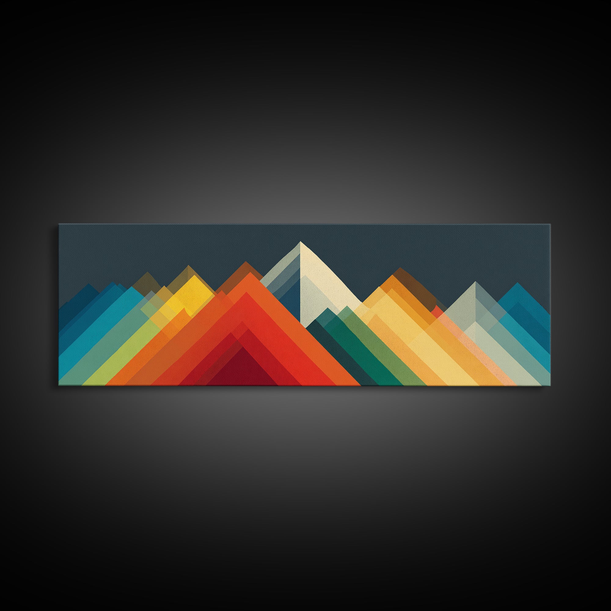 Colorful Geometric Mountain Peaks Wall Art, Midcentury Modern Abstract Print, Bold MCM Decor, Scandinavian Poster Gift Idea