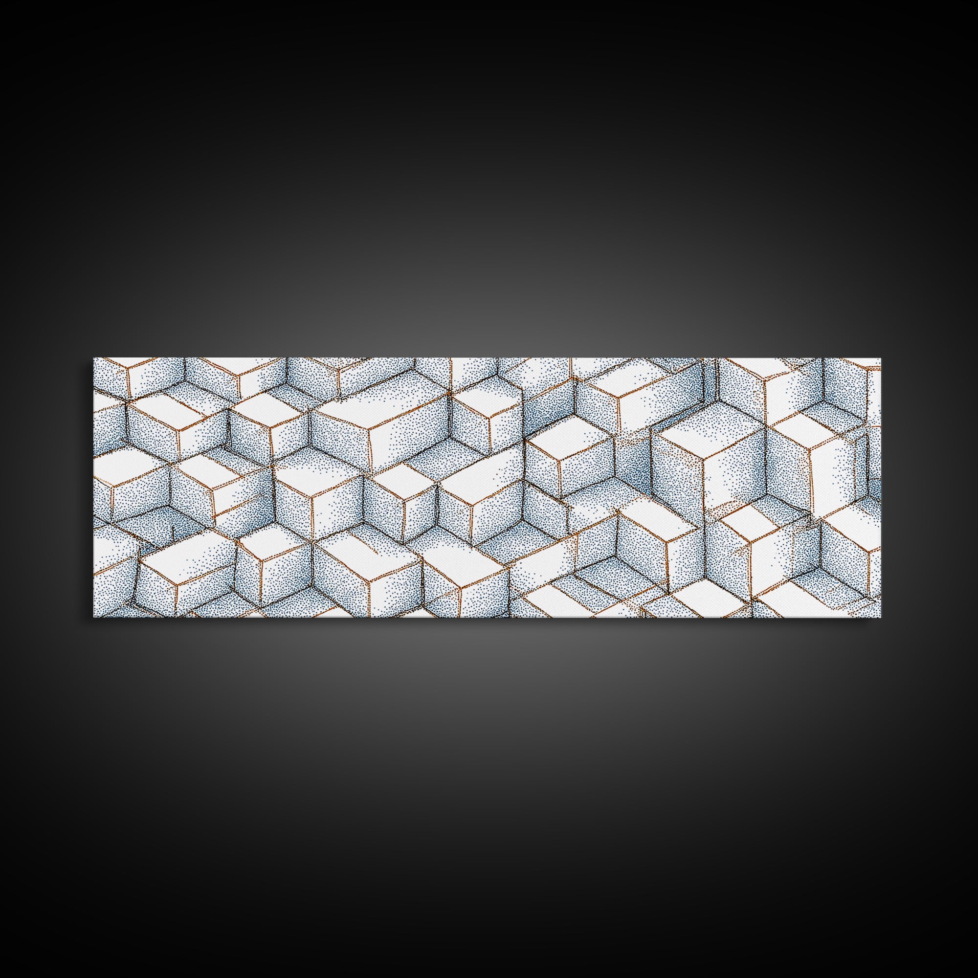Isometric Blue Cube Pattern Wall Art, Geometric Art Print, Modern Wall Decor, Bauhaus Poster, Home Office Art, Abstract Decor