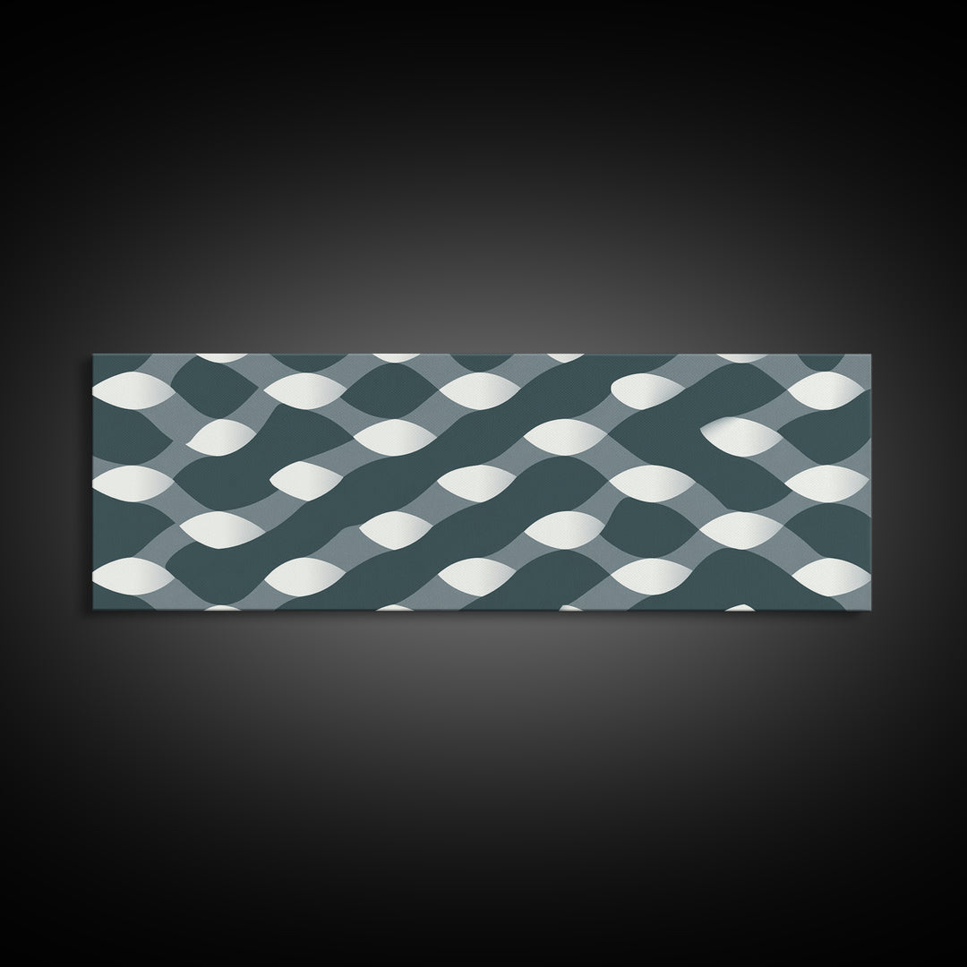 Gray Wavy Op Art Pattern Canvas Print, Geometric Wall Art, Modern Abstract Art, Minimalist Decor, Office Wall Art, Retro