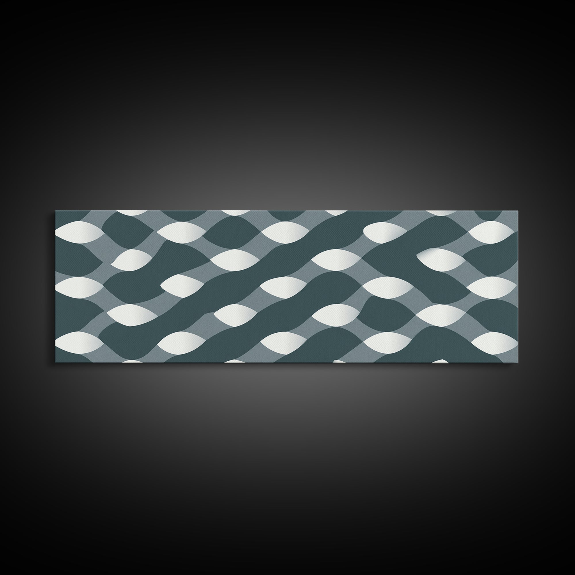 Gray Wavy Op Art Pattern Canvas Print, Geometric Wall Art, Modern Abstract Art, Minimalist Decor, Office Wall Art, Retro