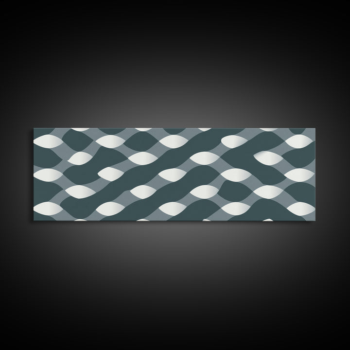 Gray Wavy Op Art Pattern Canvas Print, Geometric Wall Art, Modern Abstract Art, Minimalist Decor, Office Wall Art, Retro