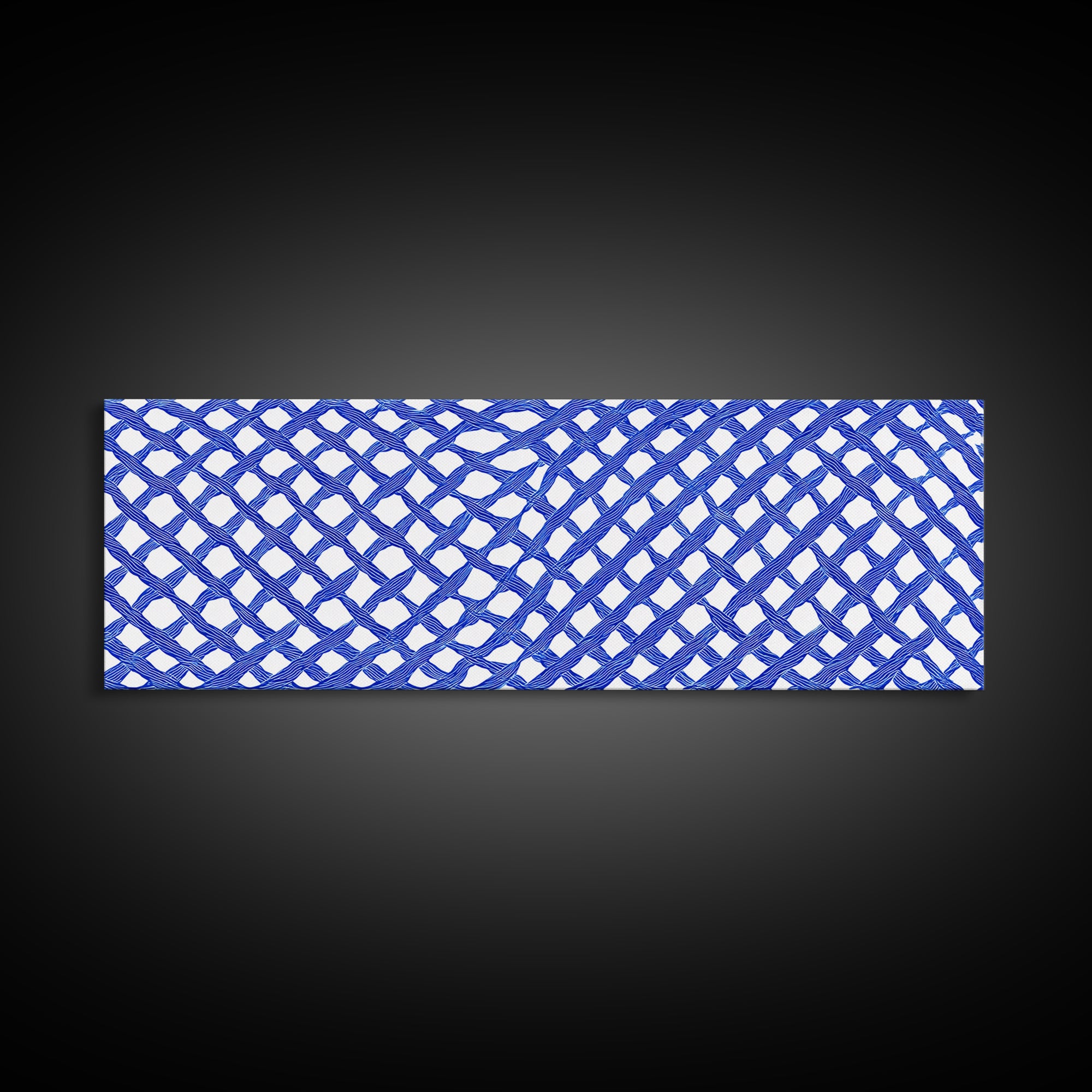 Blue Hand Drawn Lattice Wall Art, Geometric Pattern Poster, Modern Wall Decor, Op Art, Minimalist Art Print, Office Decor