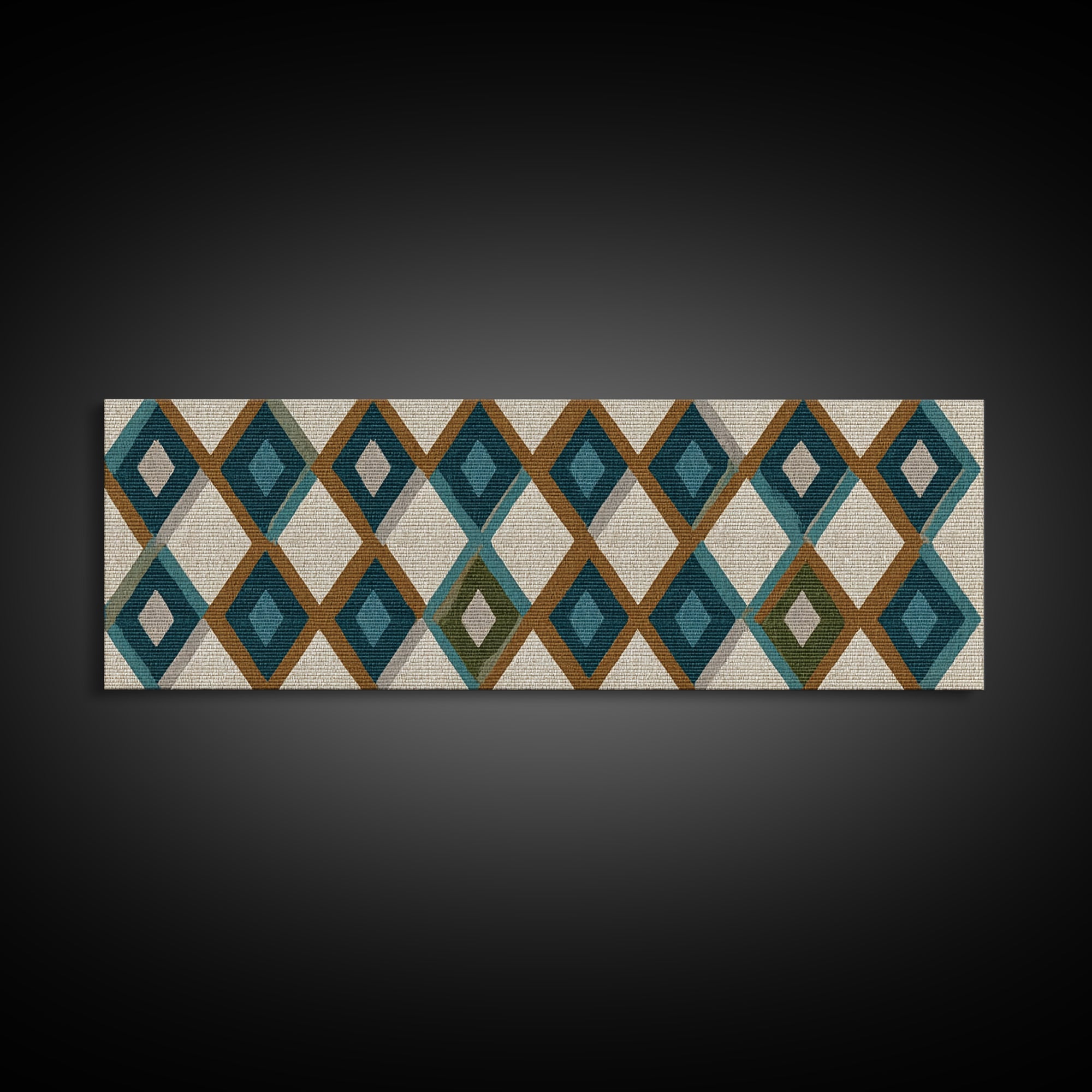 Teal Brown Diamond Pattern Wall Art, Midcentury Modern Decor, Geometric Art Print, MCM Wall Decor, Boho Style, Home Decor