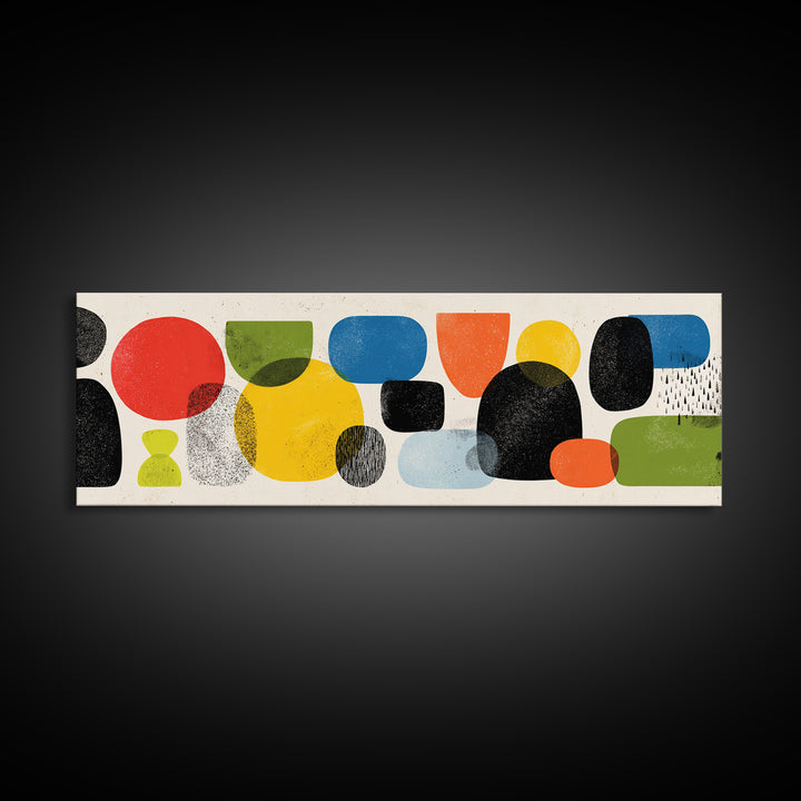 Colorful Rounded Shape Wall Art, Playful Midcentury Modern Abstract Poster, Retro Geometric Decor, Large MCM Print Gift Idea