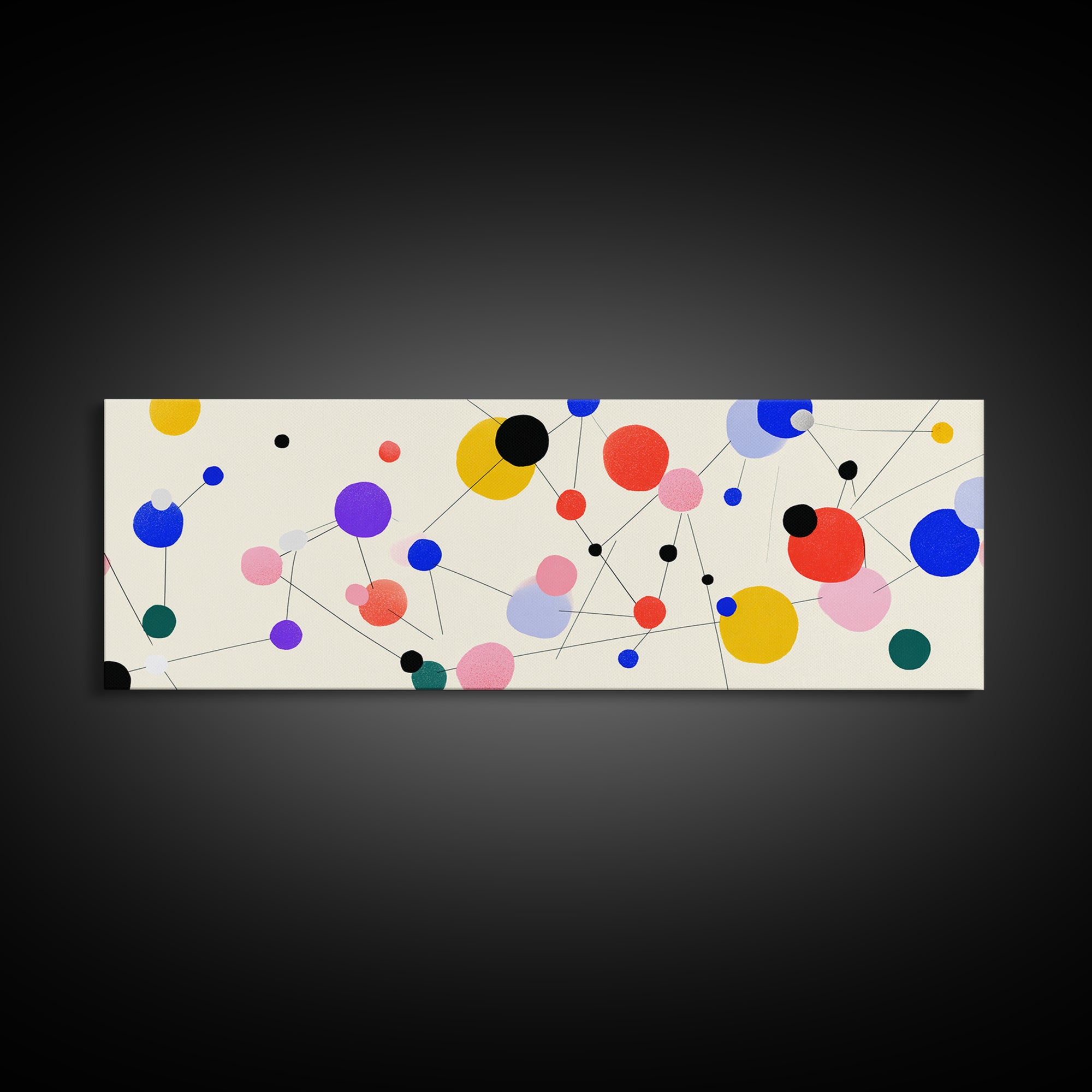 Colorful Atomic Dots And Connected Lines Wall Art, Midcentury Modern Art, Geometric Abstract Print, Retro Modern Decor Poster