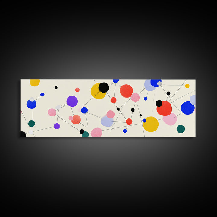 Colorful Atomic Dots And Connected Lines Wall Art, Midcentury Modern Art, Geometric Abstract Print, Retro Modern Decor Poster