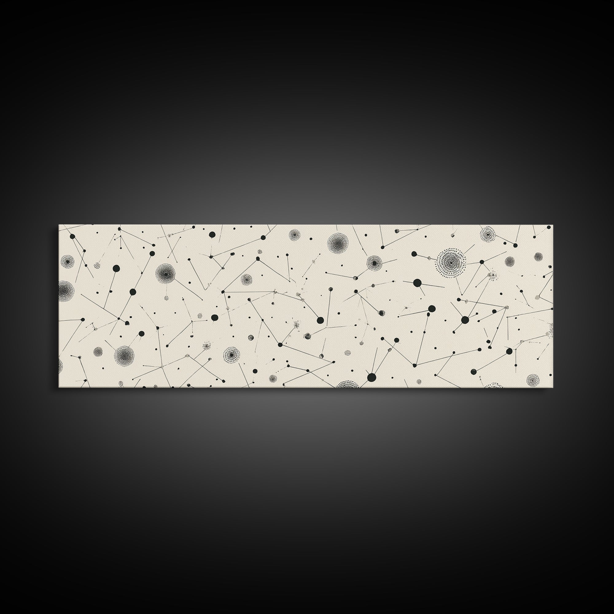 Black And White Constellation Dots Wall Art, Midcentury Abstract, Minimalist Modern Art Print, Atomic Retro Office Decor Poster