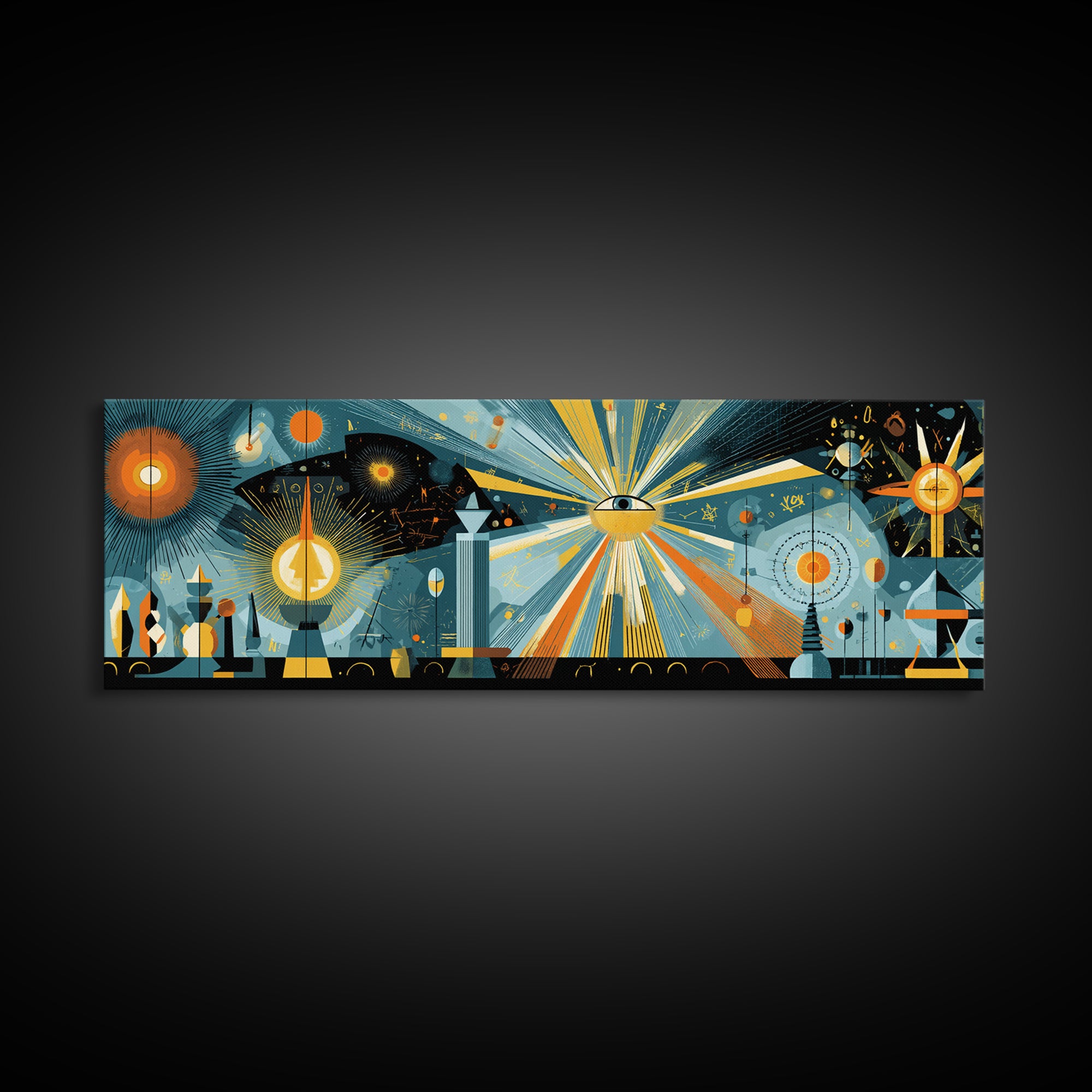 Cosmic Eye With Starburst Rays Wall Art, Spiritual Modern Abstract Art, Midcentury Atomic Poster, Space Retro Decor, Office Wall Decor