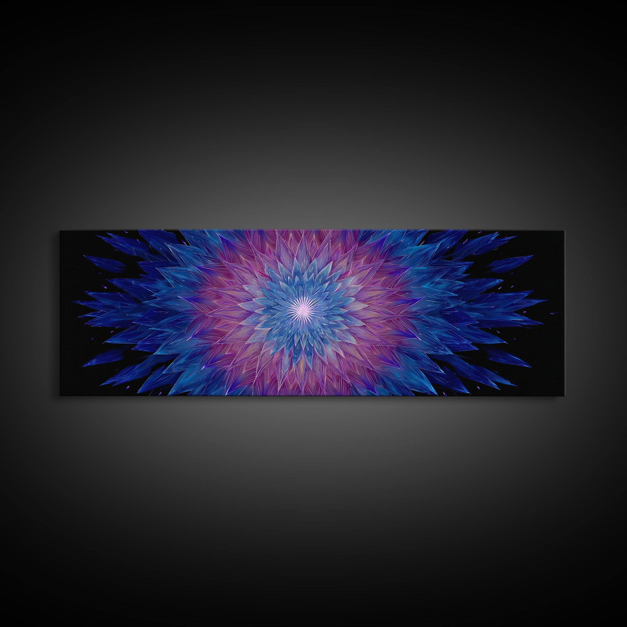 Blue Purple Crystal Kaleidoscope Canvas Print, Geometric Abstract Wall Art, Modern Psychedelic Decor, Colorful Poster, Gallery Wall Art