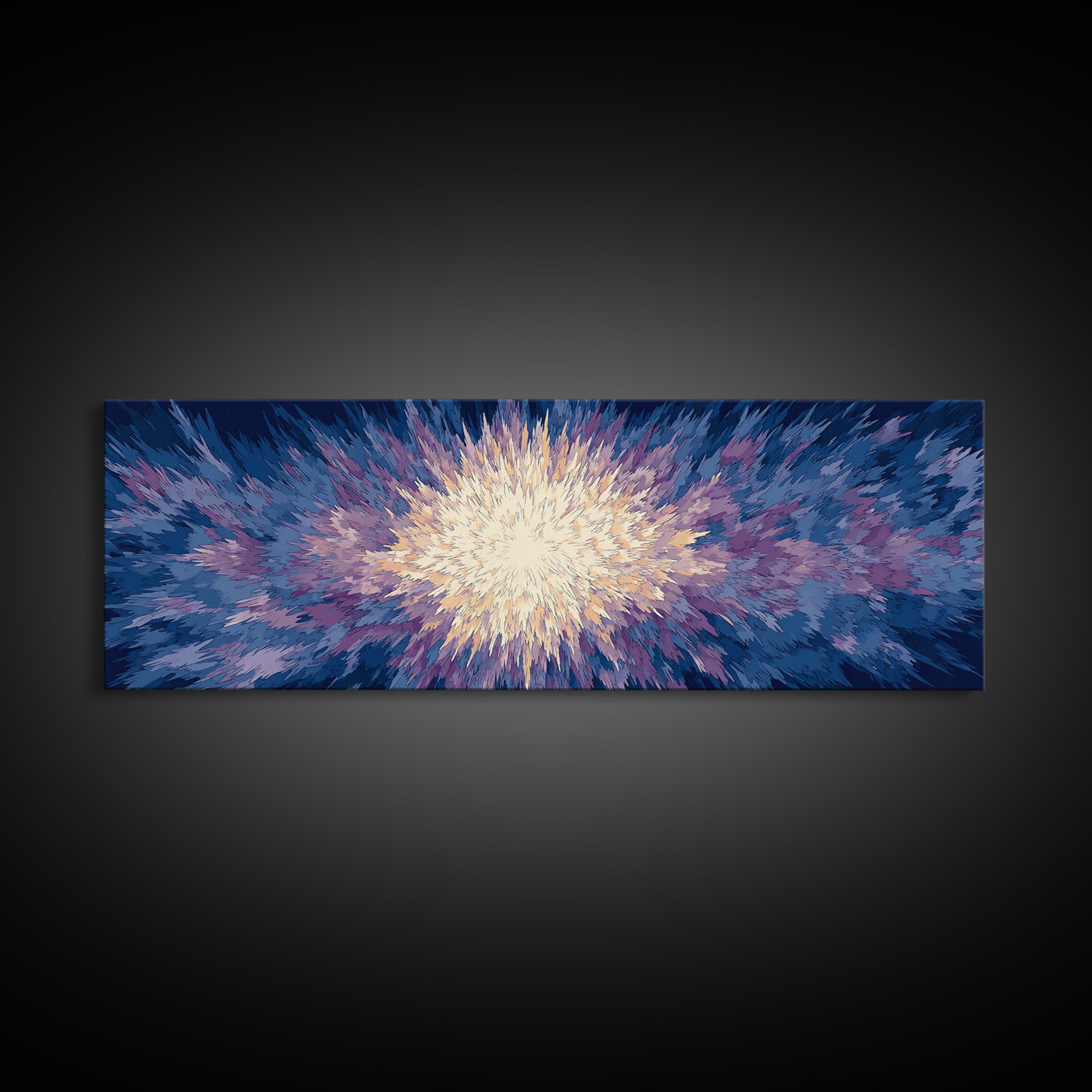 Radiant Blue Purple Starburst Wall Art, Modern Abstract Art Print, Cosmic Retro Decor, Living Room Statement Canvas Print