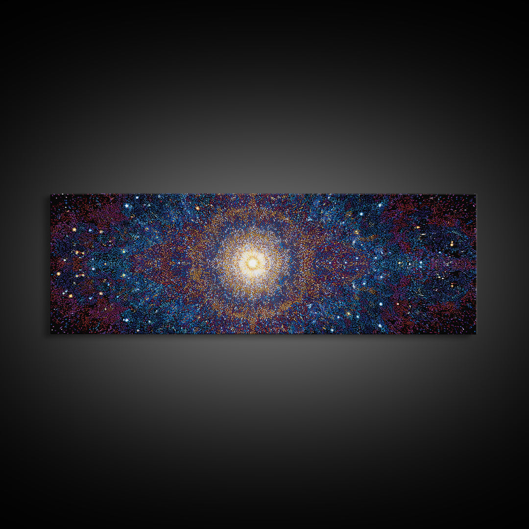 Glowing Galaxy Star Cluster Canvas Print, Cosmic Abstract Wall Art, Modern Space Decor, Blue Orange Statement Print Gift