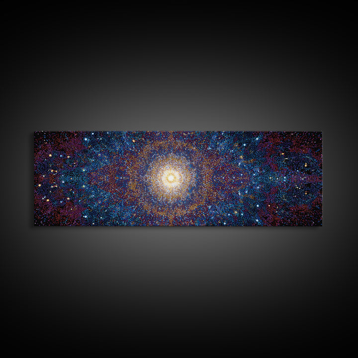 Glowing Galaxy Star Cluster Canvas Print, Cosmic Abstract Wall Art, Modern Space Decor, Blue Orange Statement Print Gift