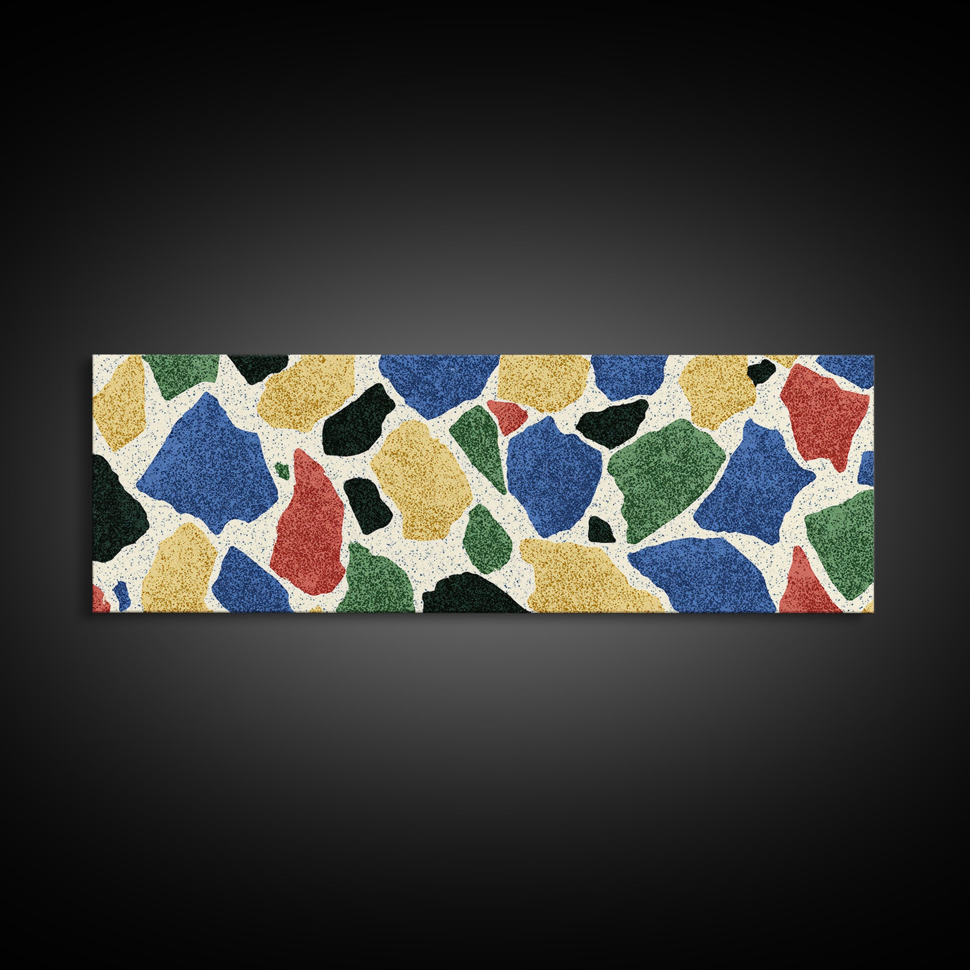 Bold Terrazzo Stone Canvas Print, Mid Century Modern Wall Decor, Colorful Abstract Art, Retro Pattern Poster, MCM Home Art