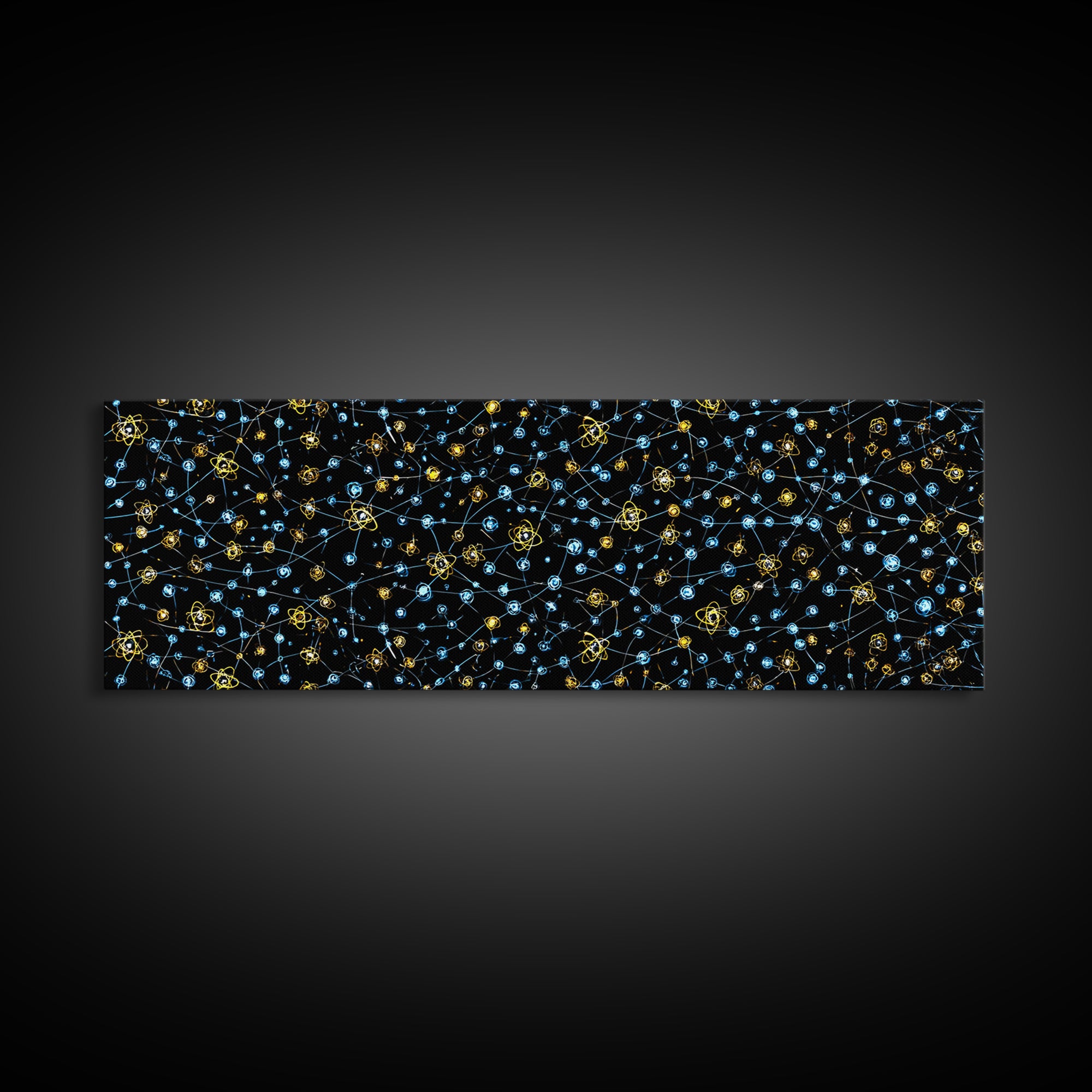 Atomic Constellation Wall Art, Mid Century Modern Space Decor, Retro Science Poster, Blue Yellow MCM Pattern, Modern Art Print