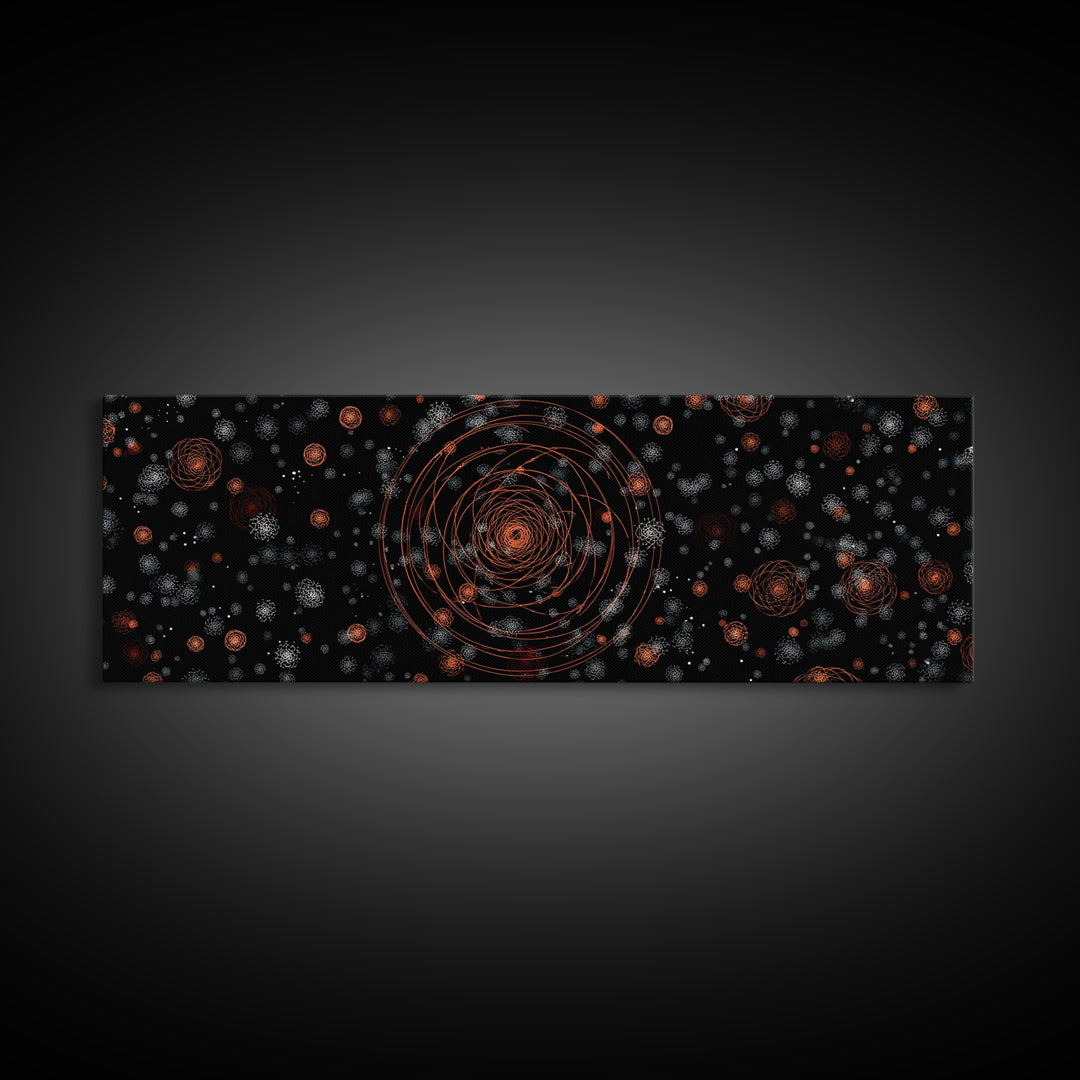 Copper Atomic Spiral Pattern Wall Art, Mid Century Modern Abstract Print, Retro Space Decor, MCM Living Room Poster, Home Decor