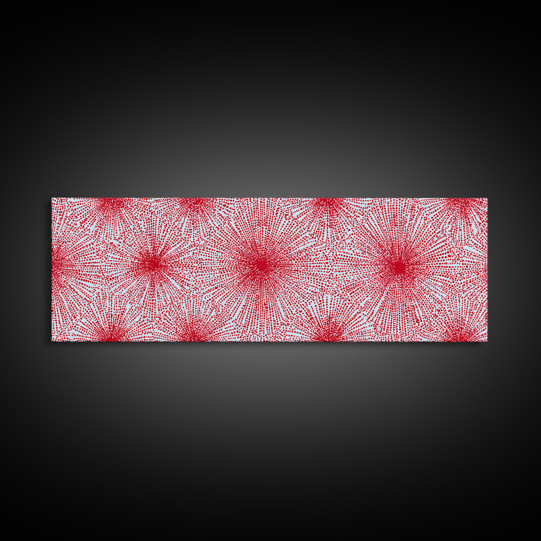 Red Pink Radiating Starburst Canvas Print, Mid Century Modern Wall Art, Bold Geometric Pattern, Retro Maximalist Decor Poster