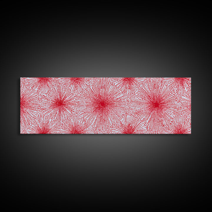 Red Pink Radiating Starburst Canvas Print, Mid Century Modern Wall Art, Bold Geometric Pattern, Retro Maximalist Decor Poster