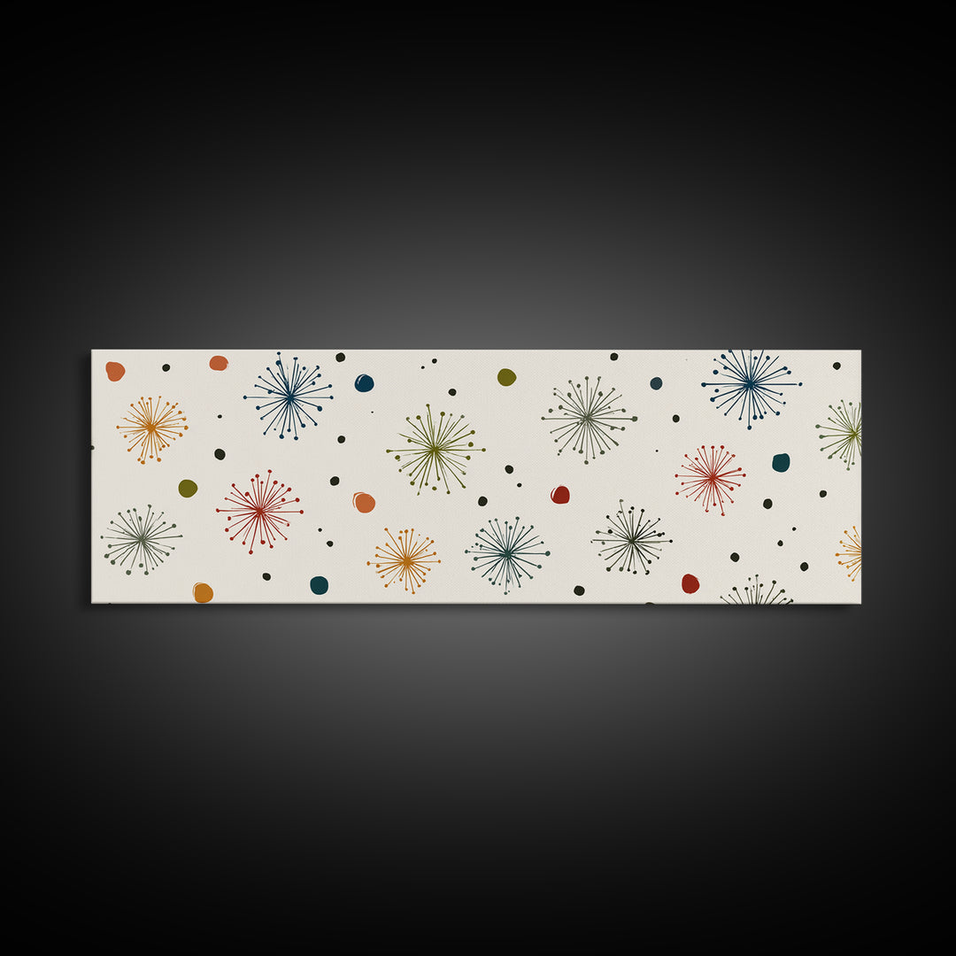 Minimal Atomic Starburst Wall Art, Mid Century Modern Print, Retro Geometric Pattern Poster, Cream MCM Home Decor Artwork