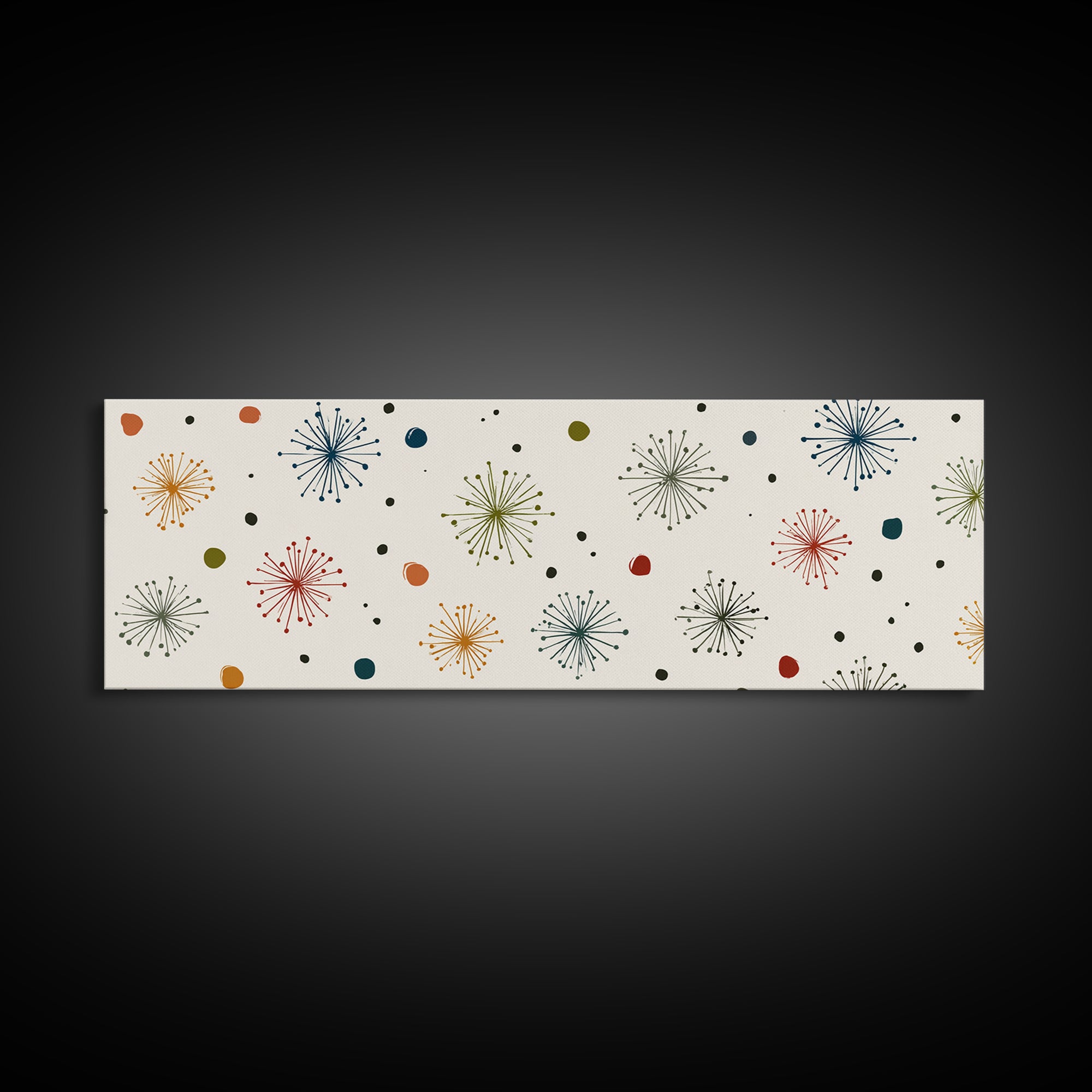 Minimal Atomic Starburst Wall Art, Mid Century Modern Print, Retro Geometric Pattern Poster, Cream MCM Home Decor Artwork