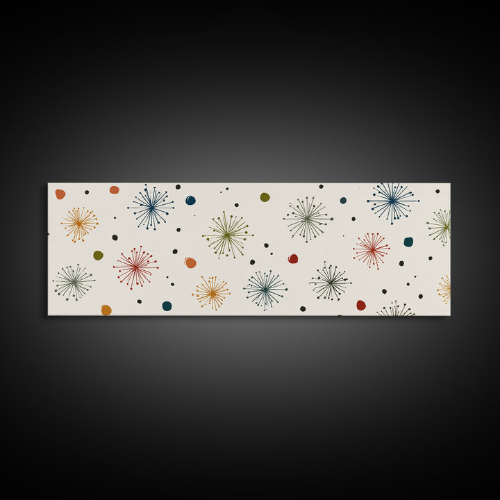 Minimal Atomic Starburst Wall Art, Mid Century Modern Print, Retro Geometric Pattern Poster, Cream MCM Home Decor Artwork