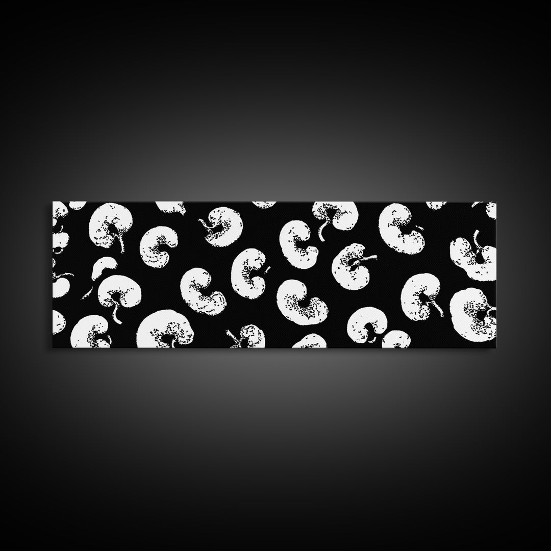 Black White Amoeba Pattern Canvas Print, Midcentury Modern Abstract Wall Decor, Monochrome Retro Op Art For Gallery Wall