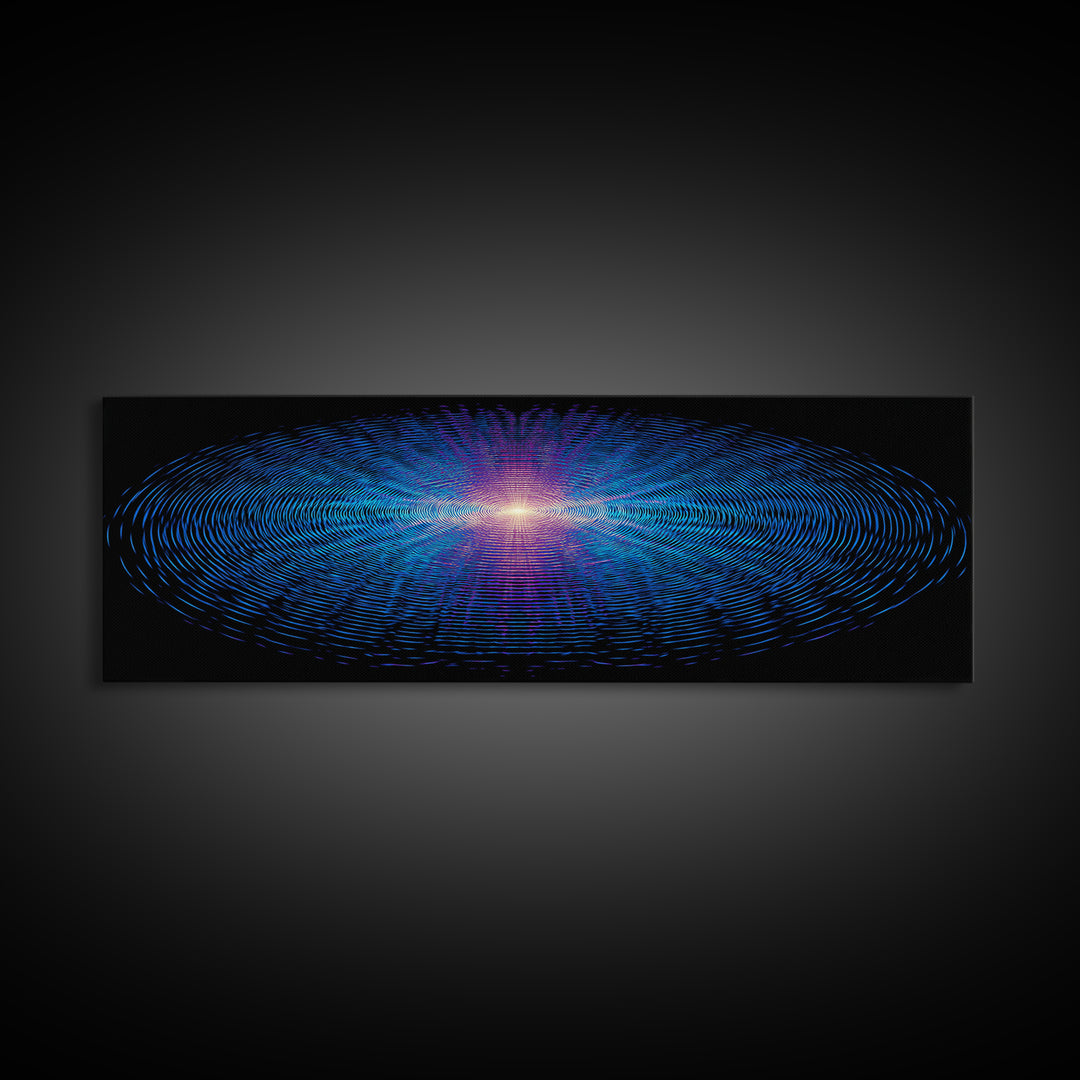 Blue Neon Concentric Ripple Field Wall Art, Futuristic Abstract Print, Modern Wall Decor, Space Abstract Art, Digital Art