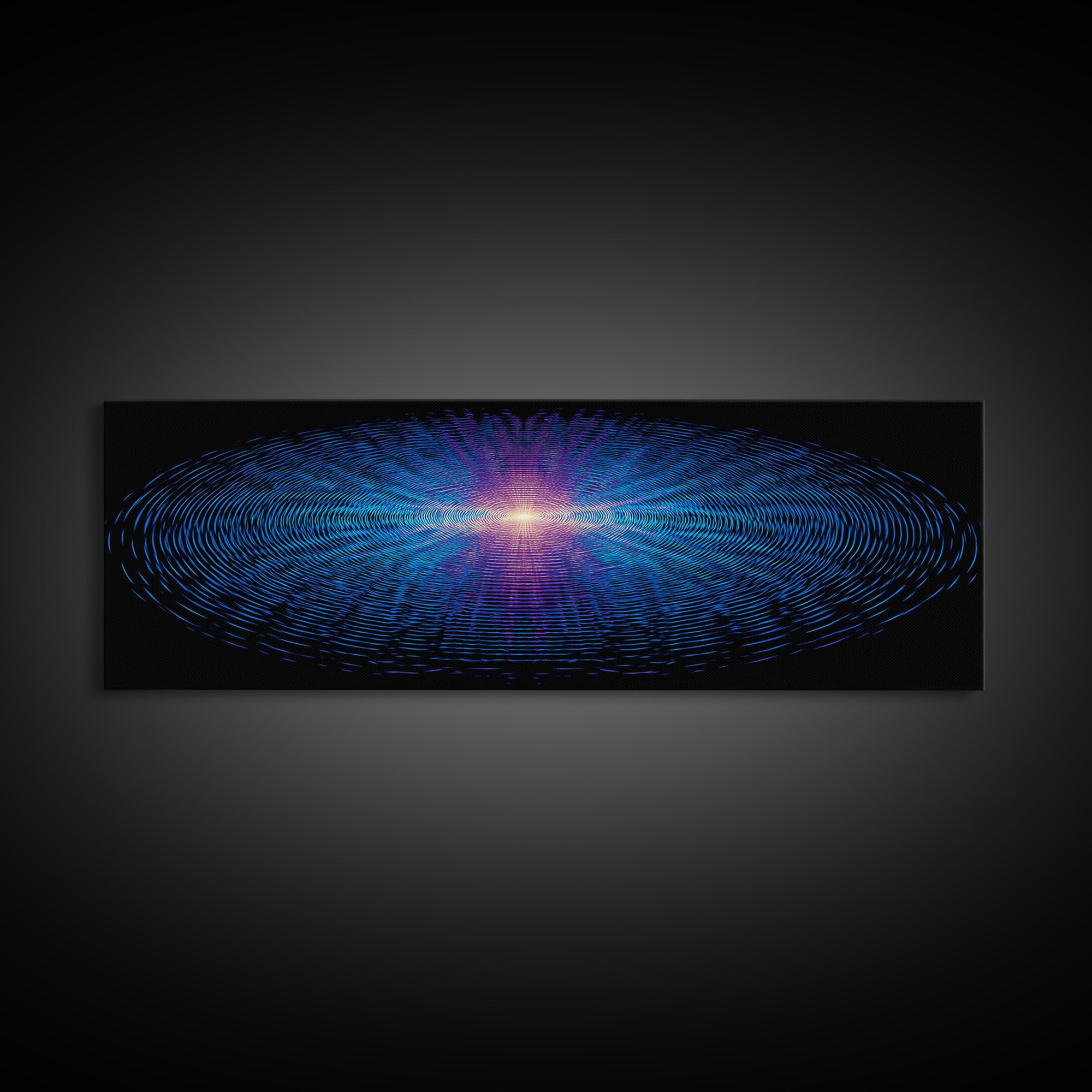 Blue Neon Concentric Ripple Field Wall Art, Futuristic Abstract Print, Modern Wall Decor, Space Abstract Art, Digital Art