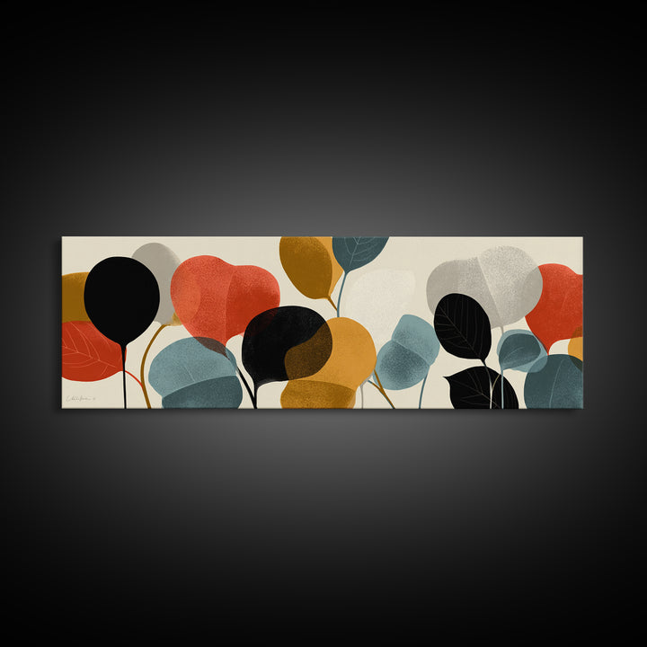 Abstract Balloon Leaves In Warm Neutrals Wall Art, Midcentury Modern Decor, Geometric Art Print, Boho Living Room Poster
