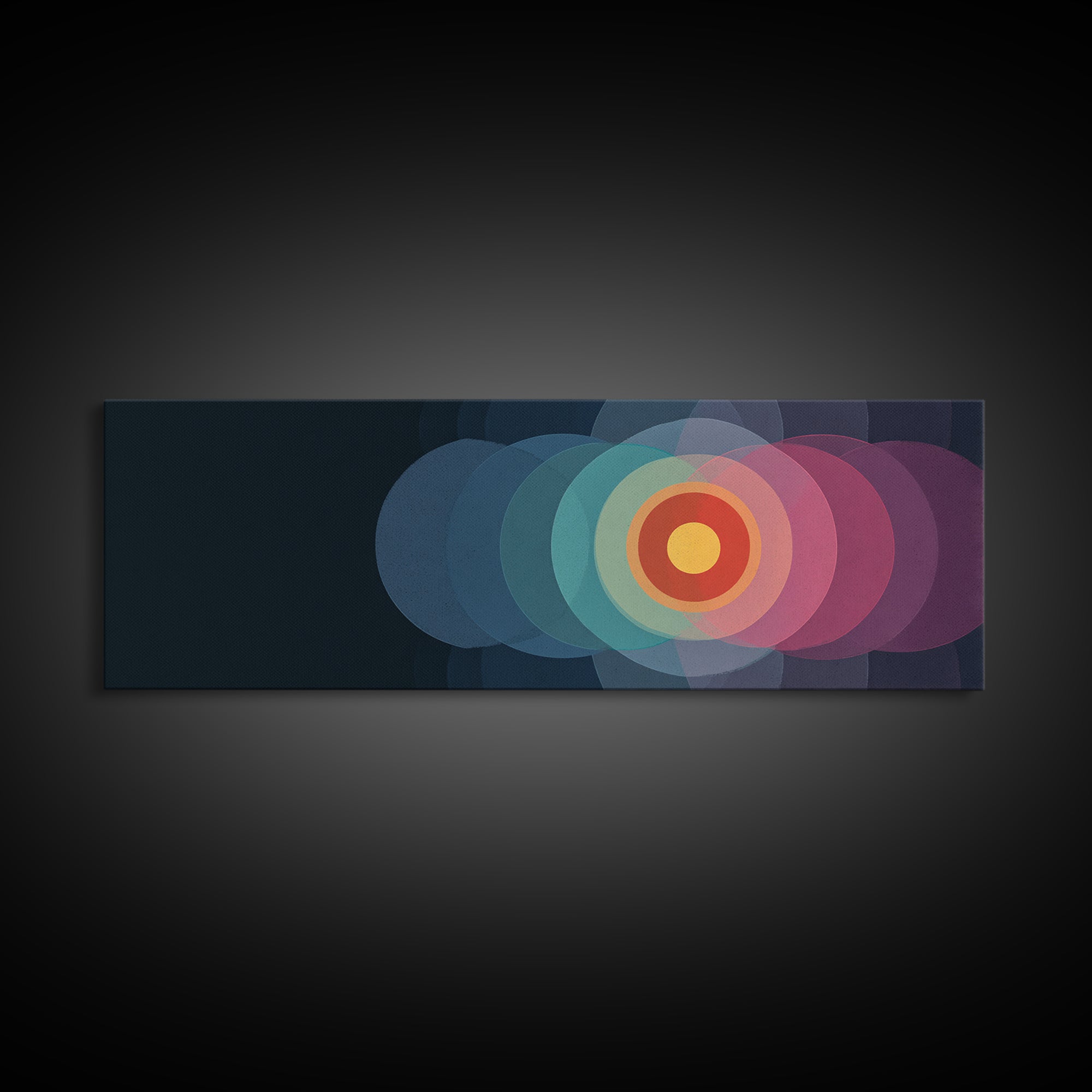 Translucent Target Circles Canvas Print, Midcentury Modern Abstract Wall Art, Colorful Geometric Decor, Pink Blue Poster