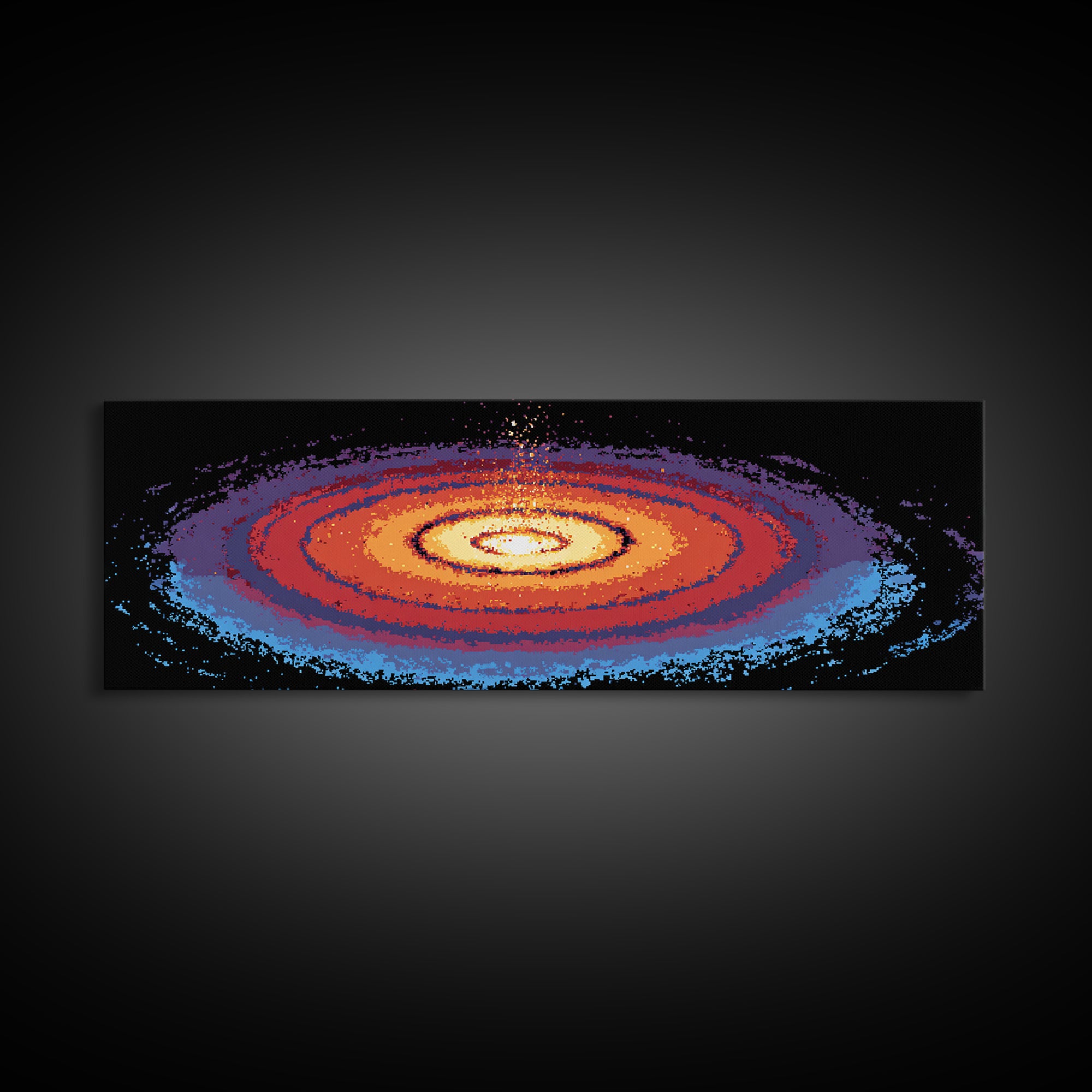 Orange Blue Spiral Galaxy Wall Art, Midcentury Modern Space Abstract Print, Cosmic Retro Decor, Large Canvas Statement Art