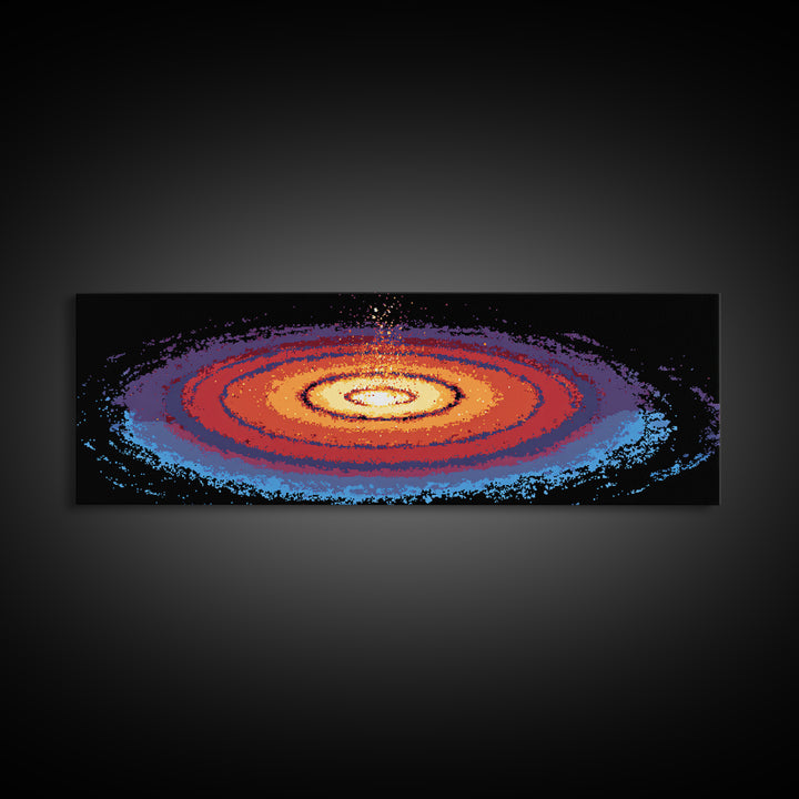 Orange Blue Spiral Galaxy Wall Art, Midcentury Modern Space Abstract Print, Cosmic Retro Decor, Large Canvas Statement Art
